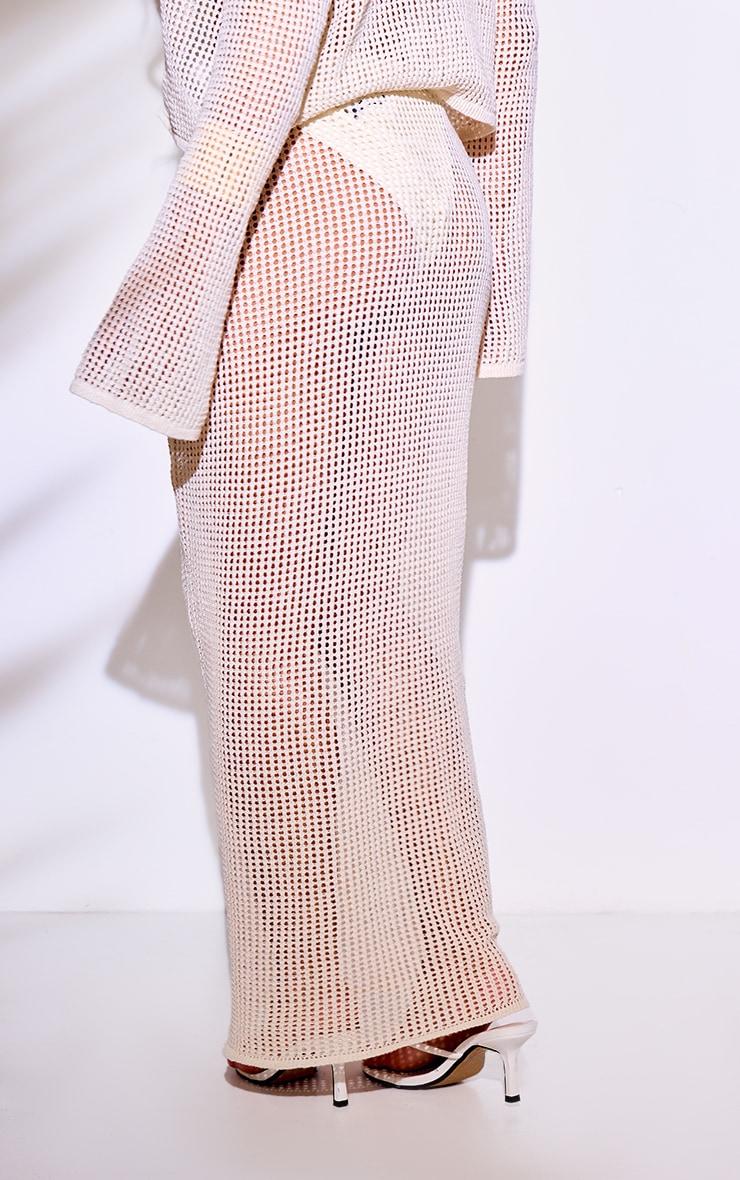 Cream Crochet Stone Trim Maxi Low Rise Beach Skirt Product Image