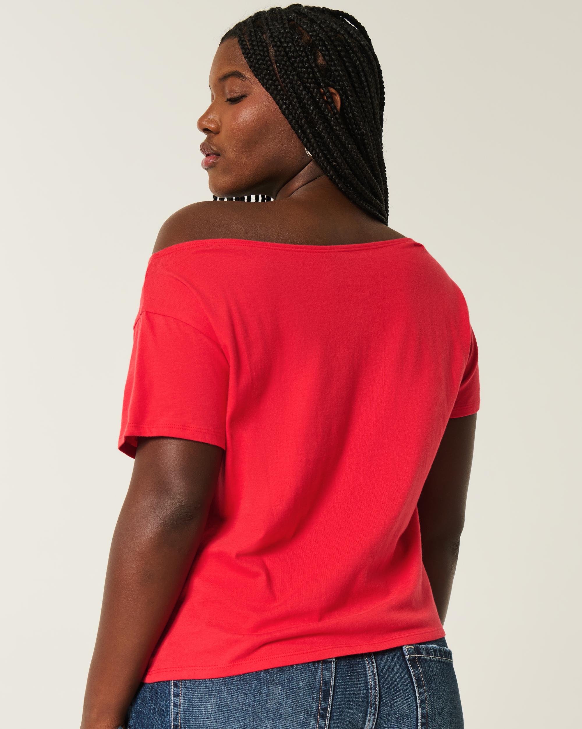 Easy Off-the-Shoulder Baseball Graphic Tee Product Image