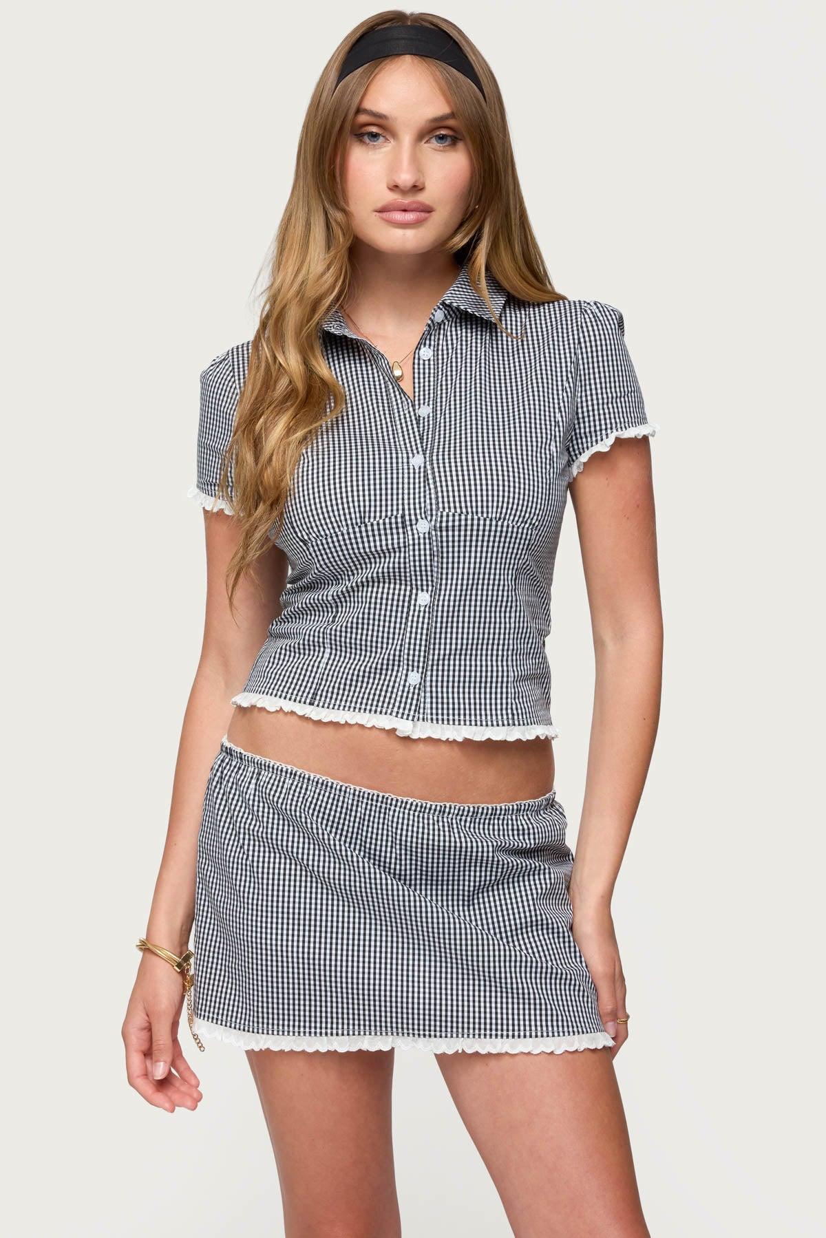Paige Gingham Tailored Button Up Shirt Product Image