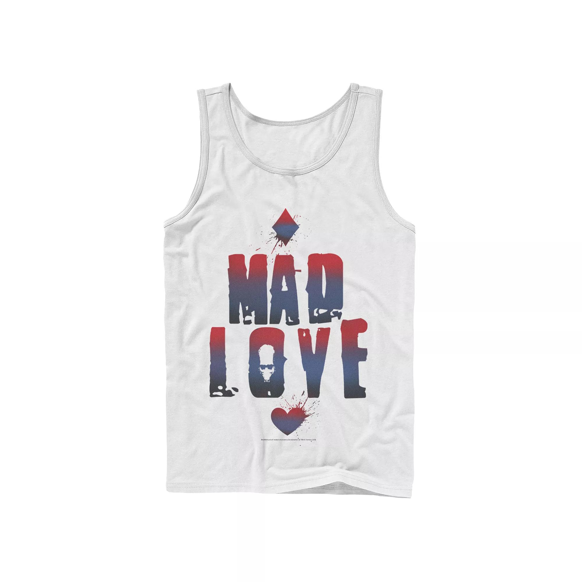 Mens DC Comics Batman Harley Quinn And Joker Mad Love Text Tank Top, Men's,  Product Image
