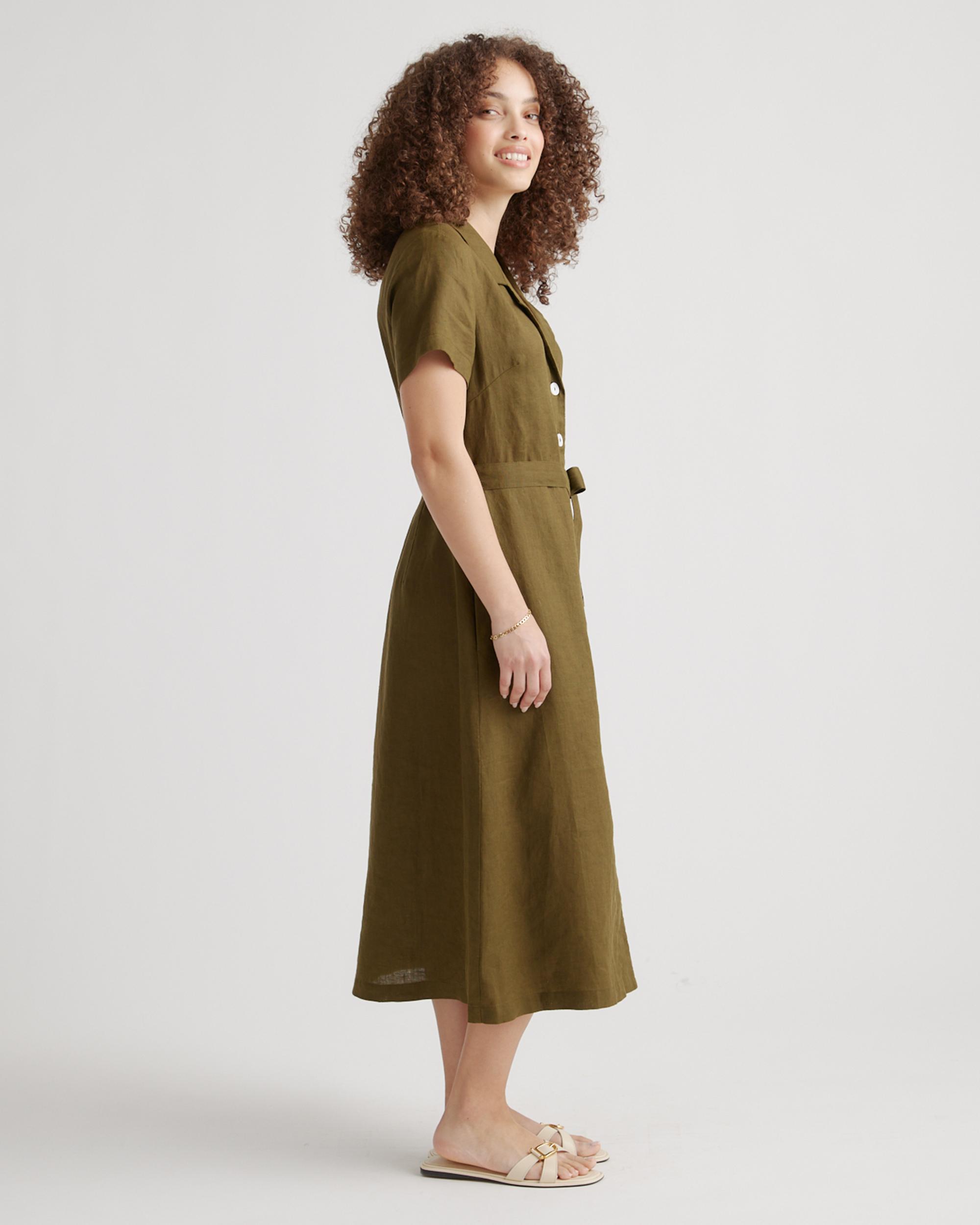 Quince | Women's 100% European Linen Button Front Dress Size XL Product Image