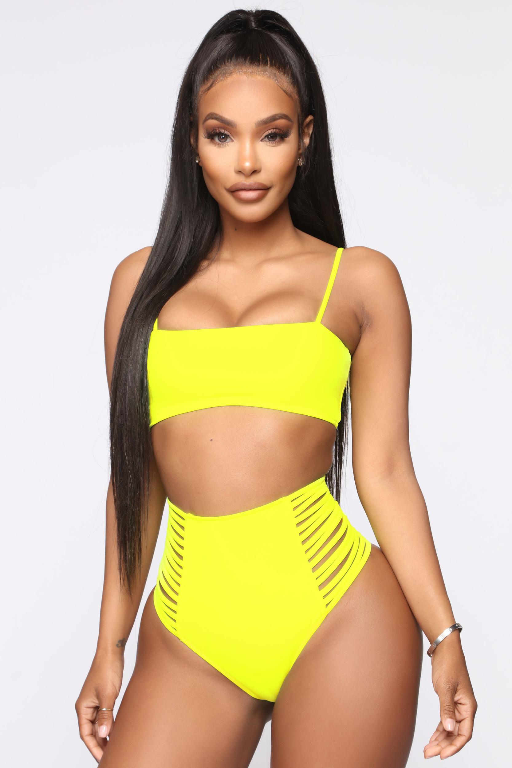 All Side Piece Bikini - Neon Yellow Product Image