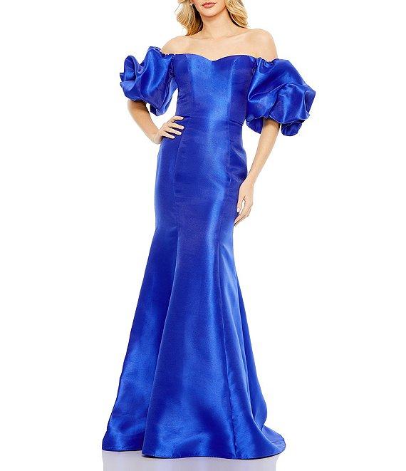 Mac Duggal Off-The-Shoulder Puff Short Sleeve Mermaid Gown Product Image