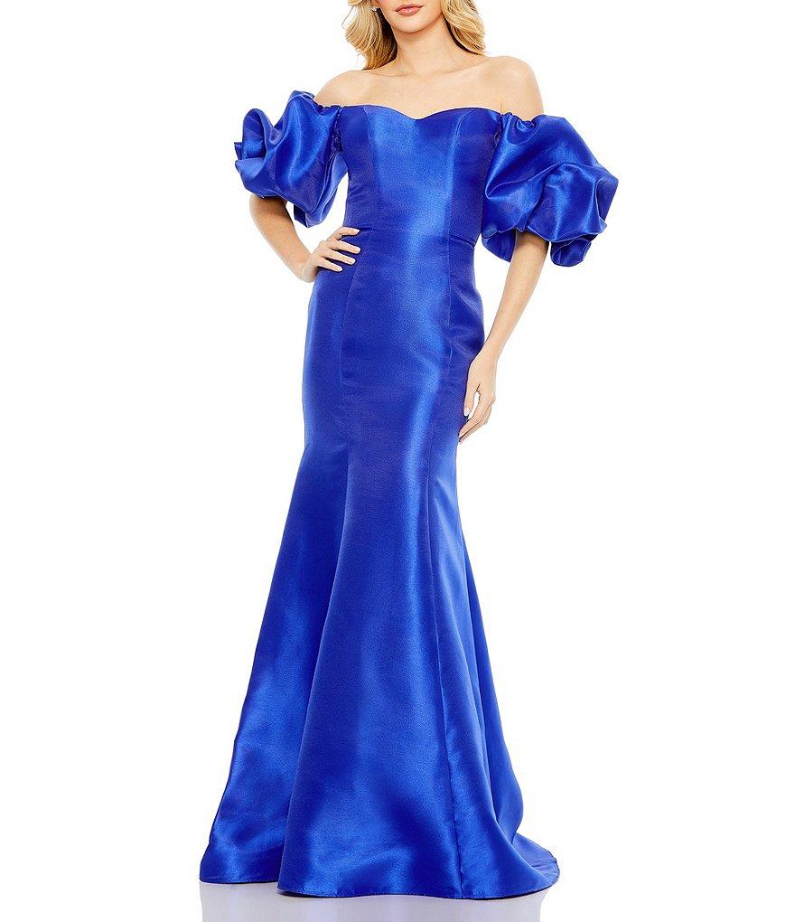 Mac Duggal Off-The-Shoulder Puff Short Sleeve Mermaid Gown Product Image
