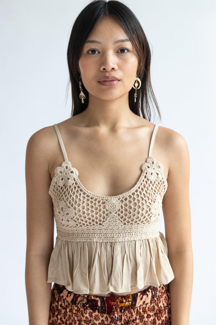 Floral Crochet and Gauze Cami Product Image