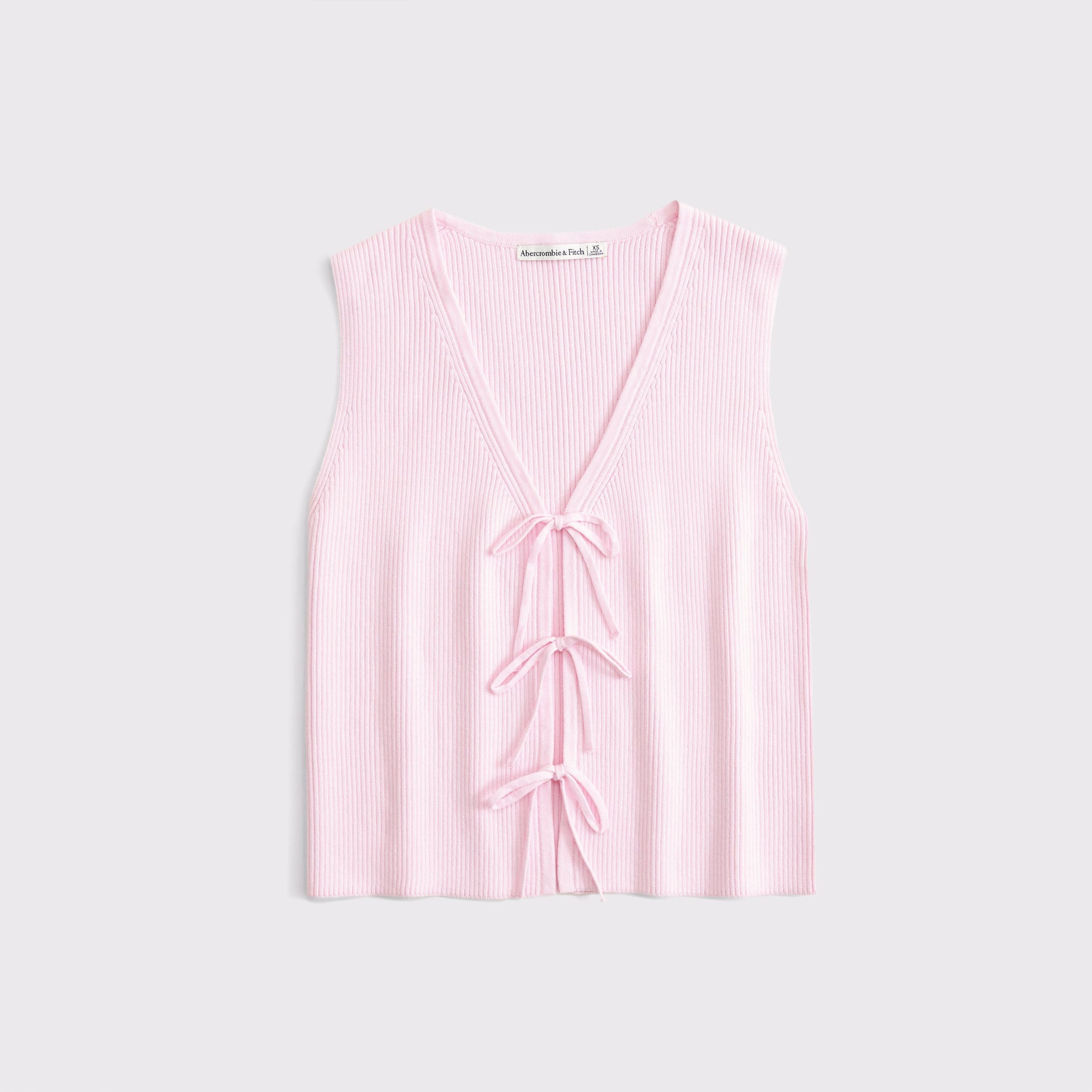 Tie-Front V-Neck Sweater Vest Product Image