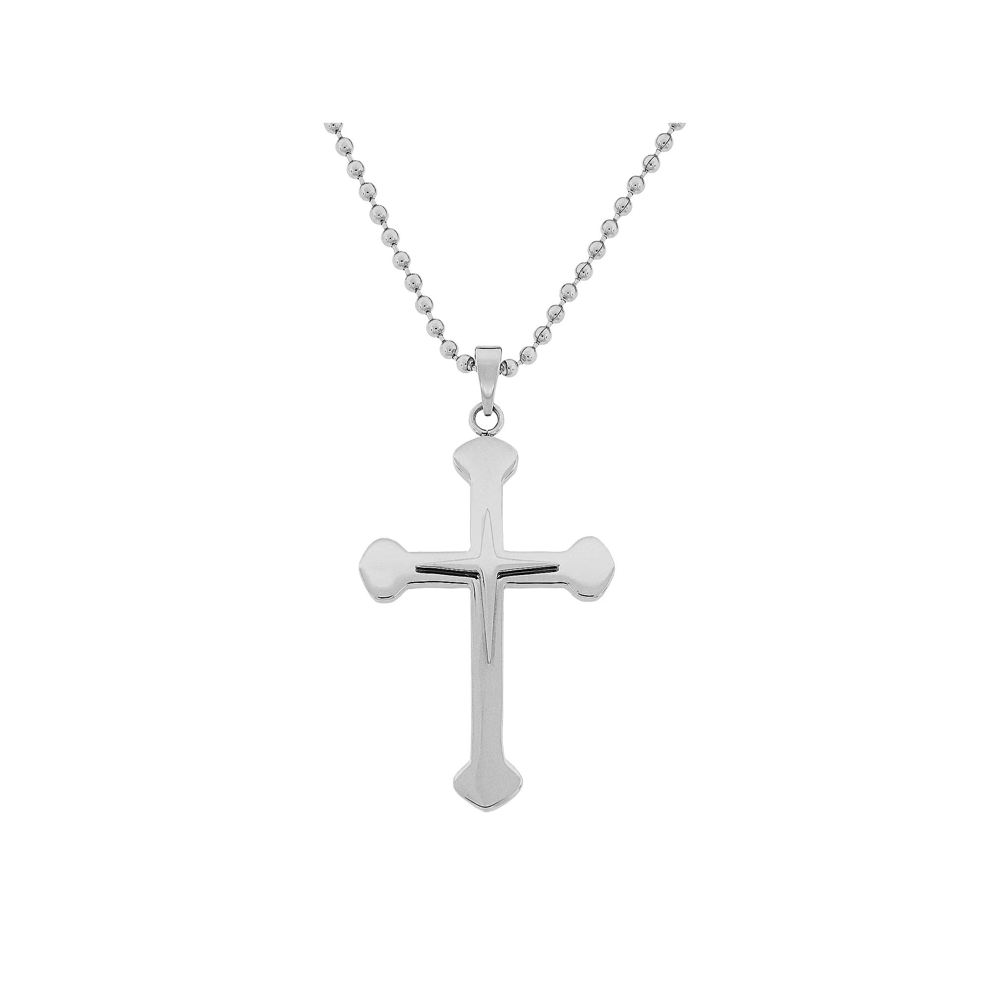 LYNX Stainless Steel Cross Pendant - Men, Men's, Silver Product Image