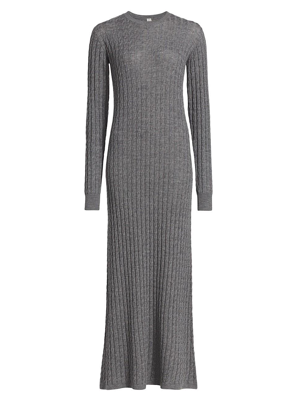 Womens Cable-Knit Wool Maxi Sweaterdress Product Image