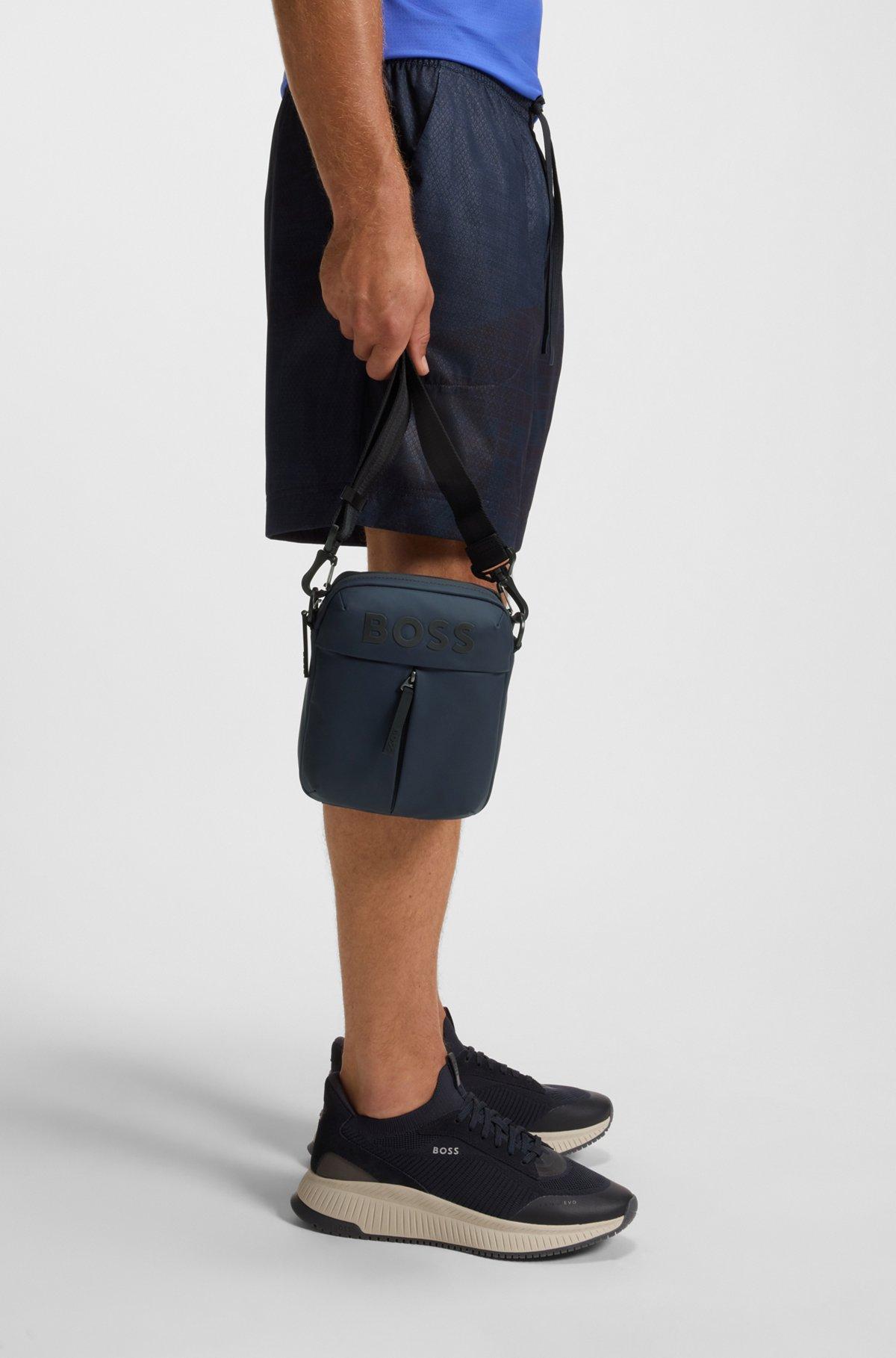 Faux-leather reporter bag with tonal logo Product Image