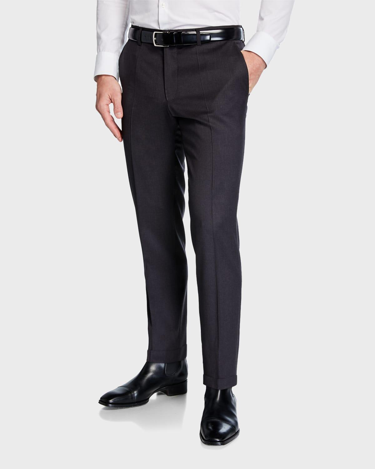 Mens Genesis Slim-Fit Wool Trousers, Dark Blue Product Image