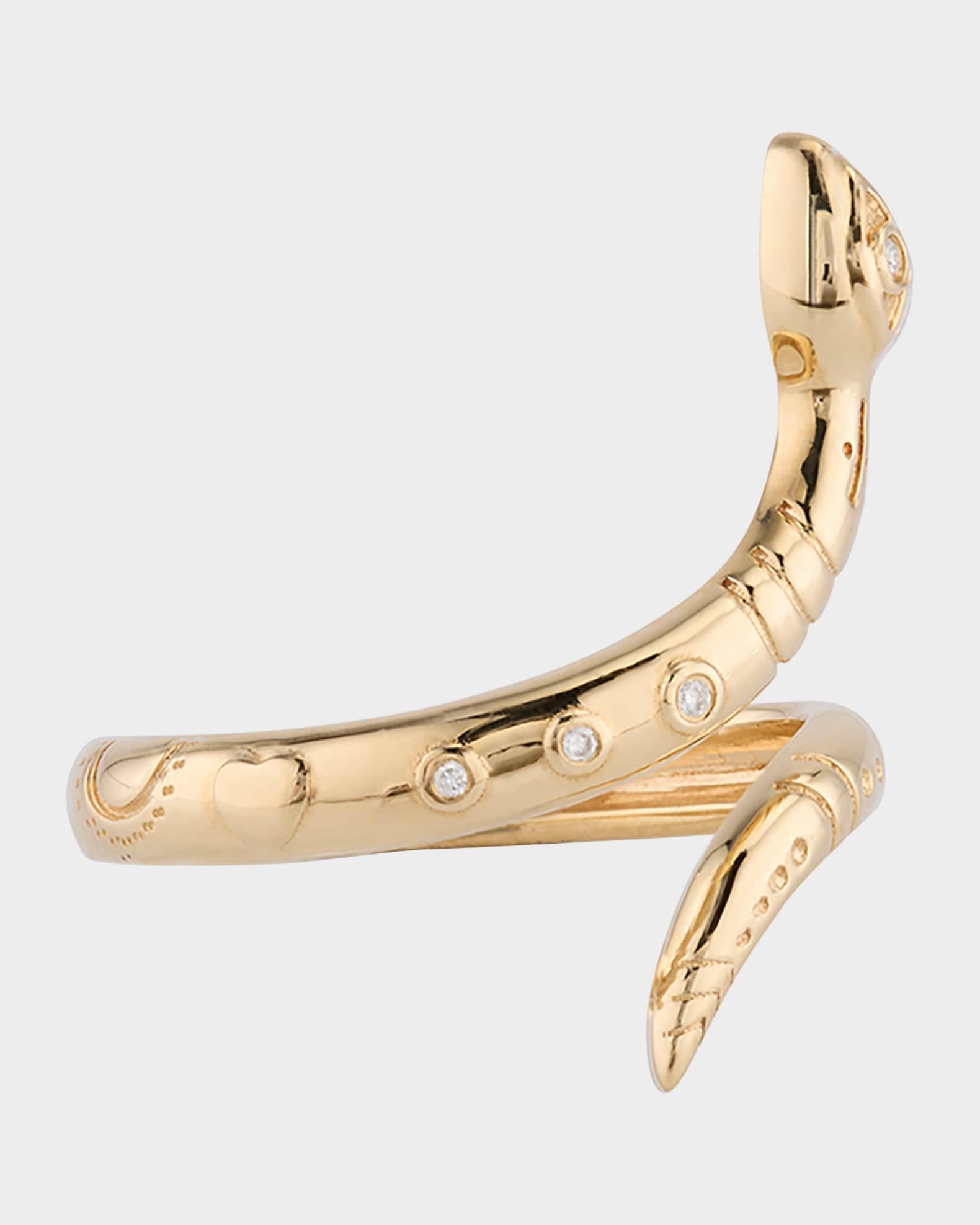 14K Yellow Gold Wrap Snake Ring with Diamonds, Size 6.5 Product Image