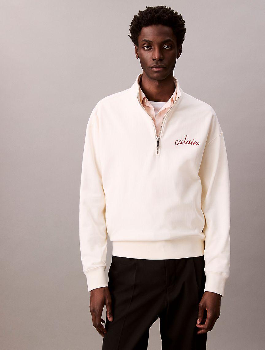 Embroidered Logo French Terry Quarter Zip Sweatshirt Product Image