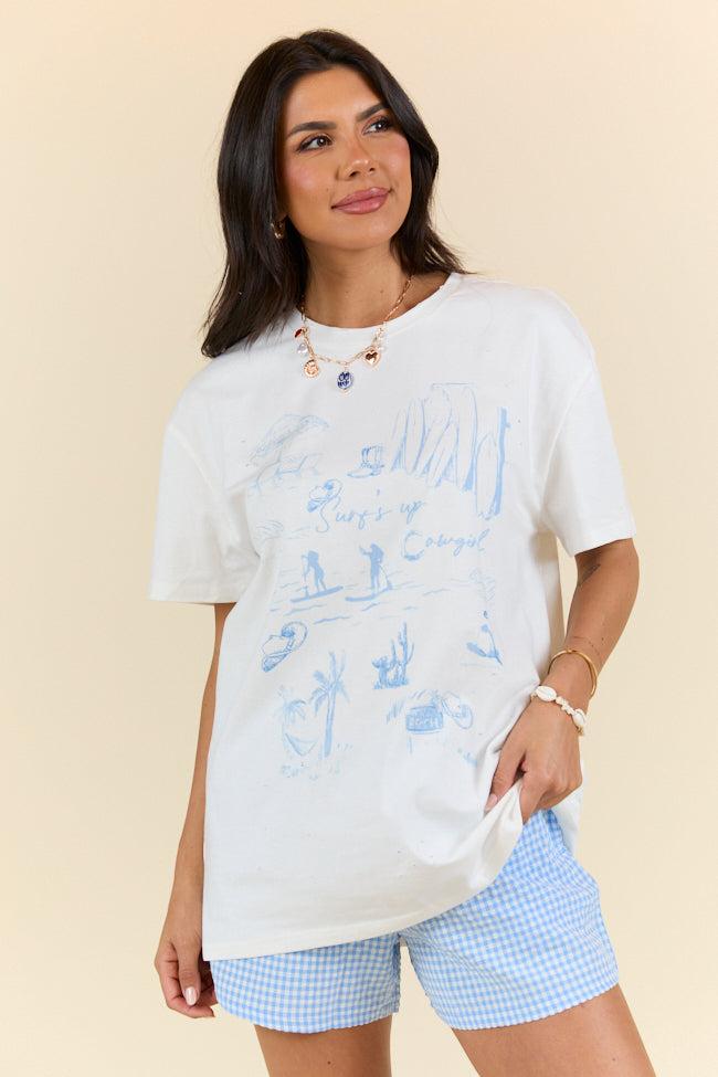 Surf's Up Cowgirl White Tee FINAL SALE Product Image