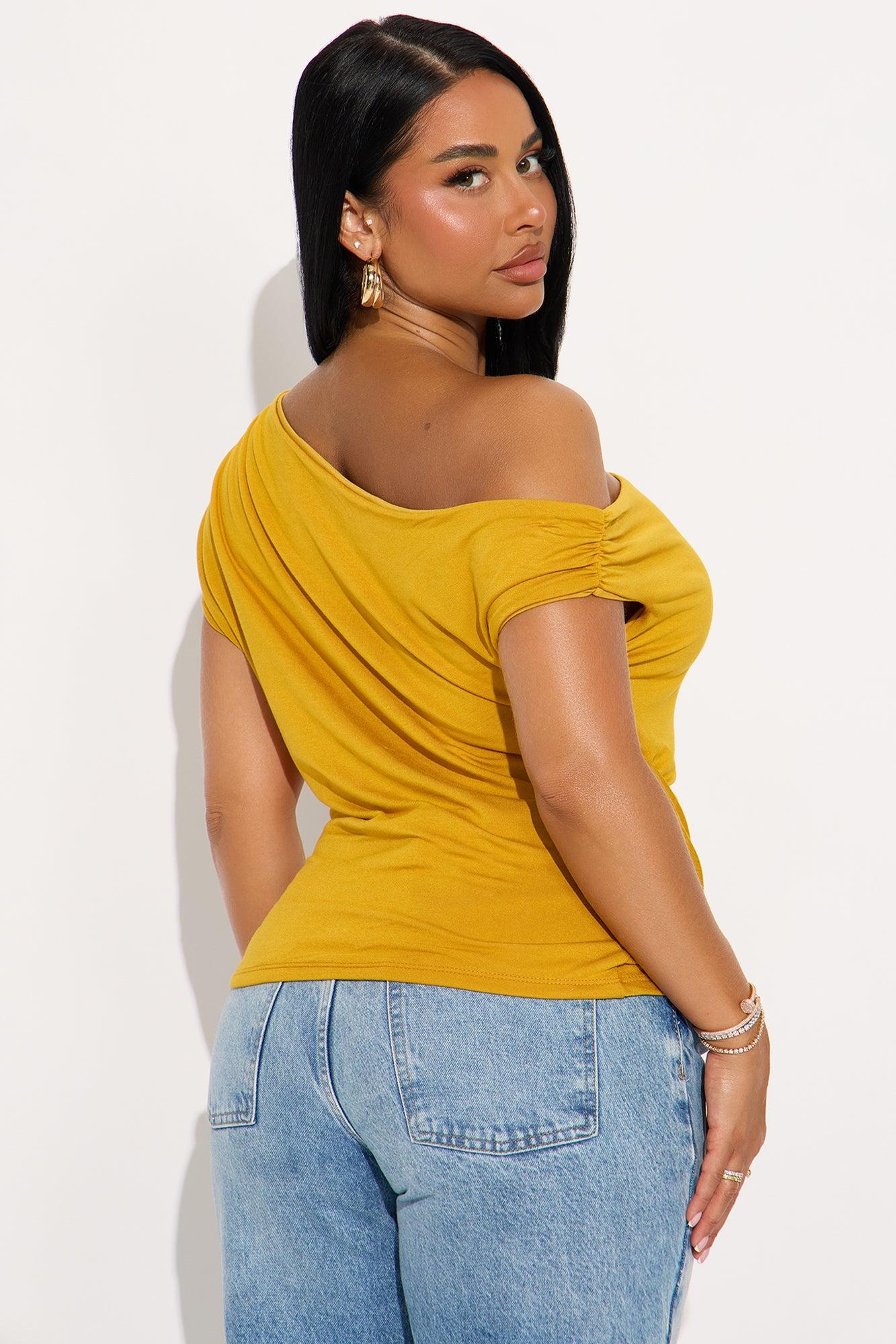 Embrace Her Double Lined Off Shoulder Top - Mustard Female Product Image