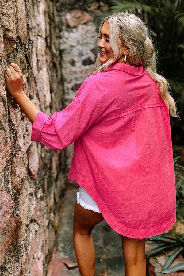 Seven Seas Button Up Top in Hot Pink Product Image