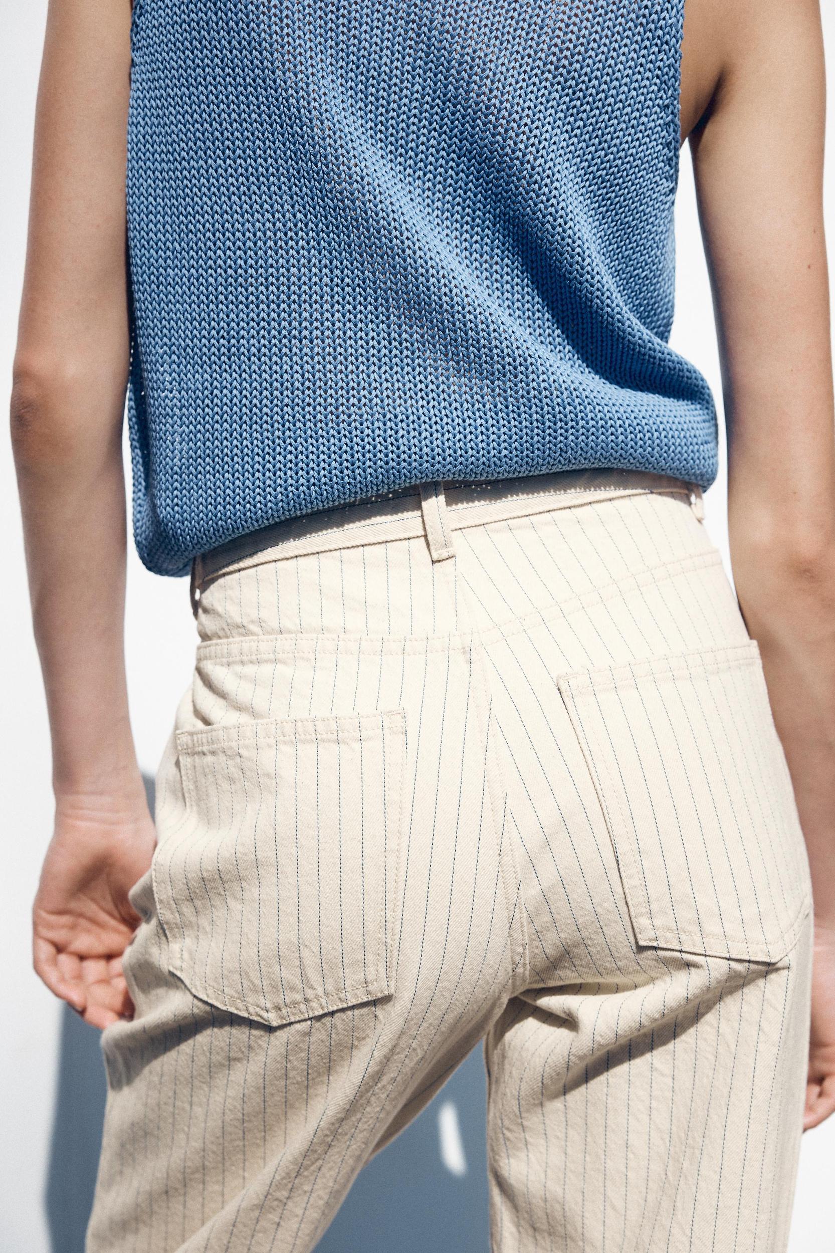 Z1975 STRIPED HIGH-WAIST STRAIGHT FULL-LENGTH JEANS Product Image