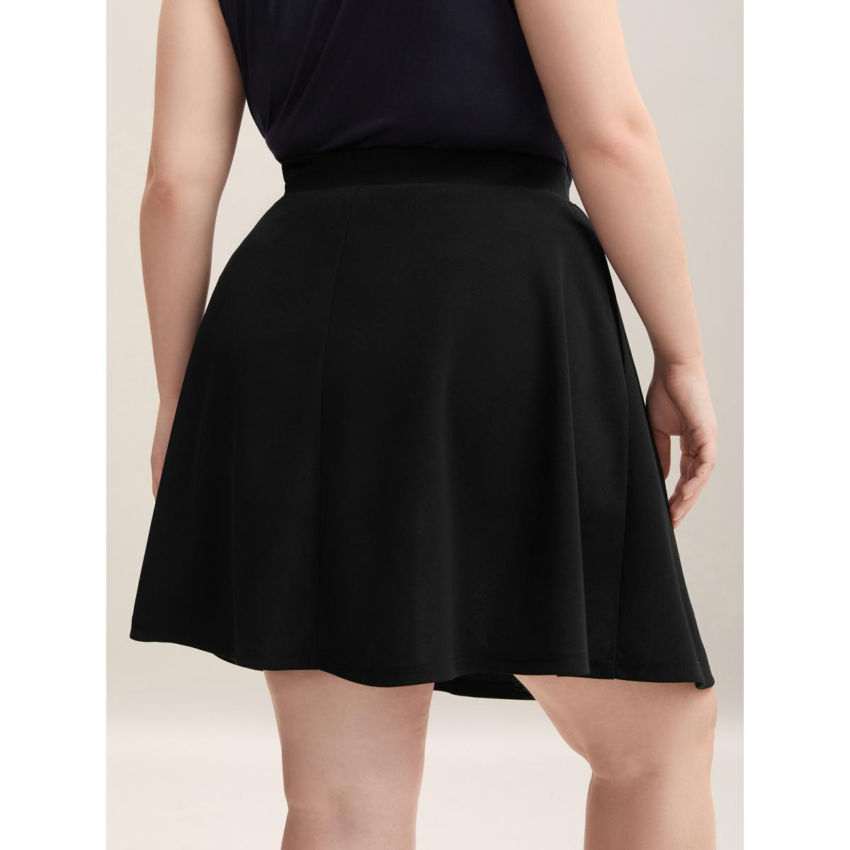 Plus Size Adjustable Waist Pleated Midi Skirt Women Black Elegant Bodycon Low stretch Side seam pocket Everyday Skirts BloomChic 22-24/3X Product Image