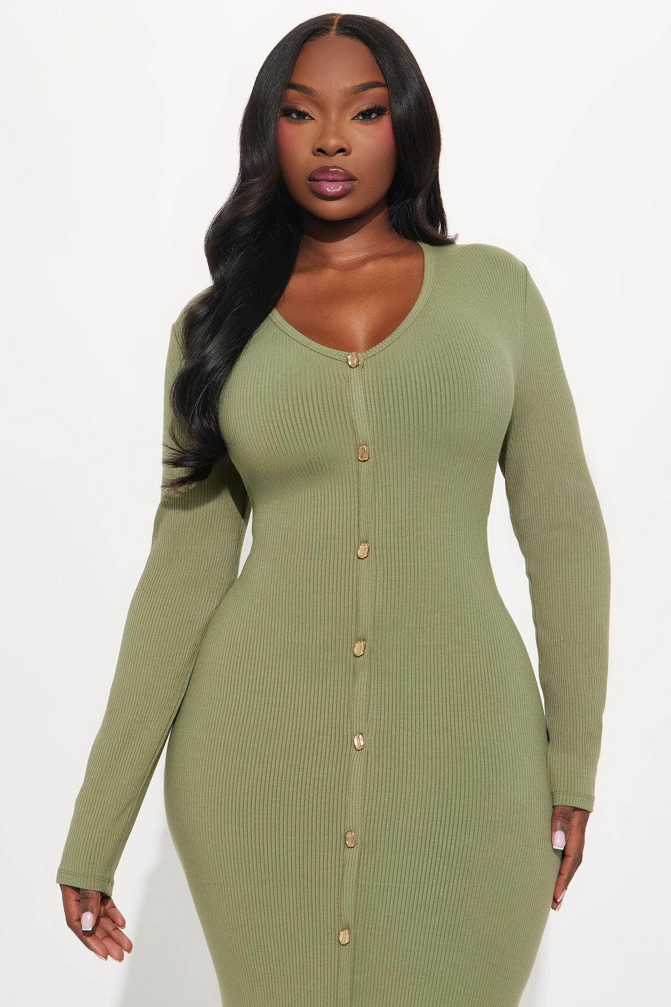 Weekend Vibin' Ribbed Maxi Dress - Olive Female Product Image