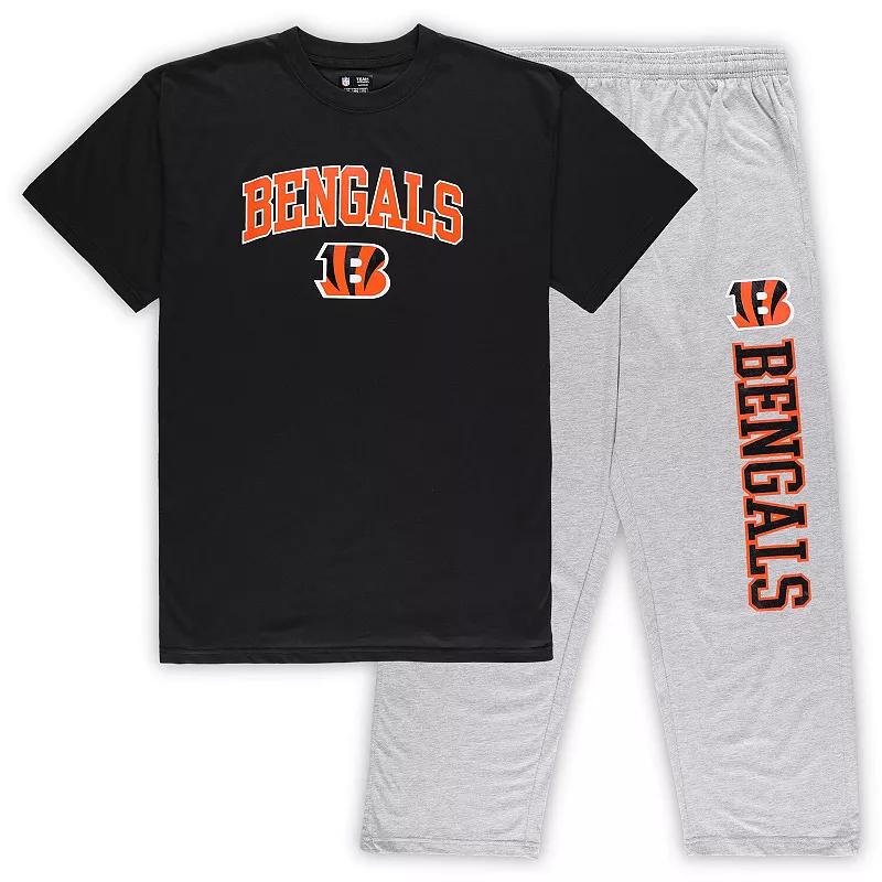 Men's Concepts Black/Heather Gray Sport Cincinnati Bengals Big & Tall T-Shirt & Pants Sleep Set,  Product Image