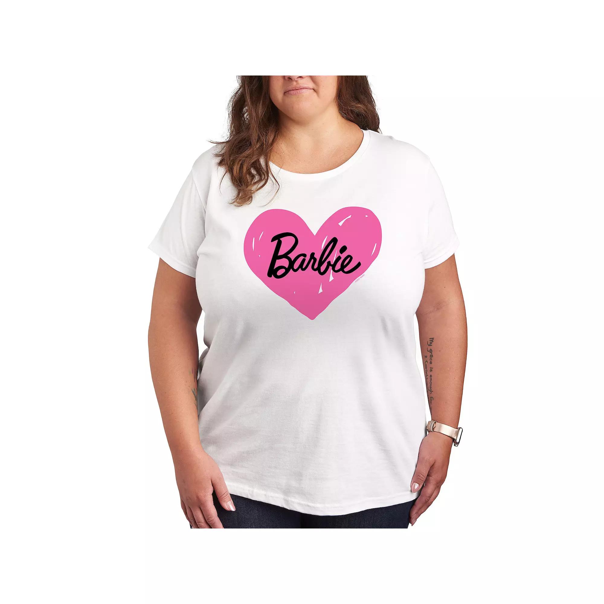 Plus Barbie® Hand Painted Heart Logo Graphic Tee, Women's,  Product Image