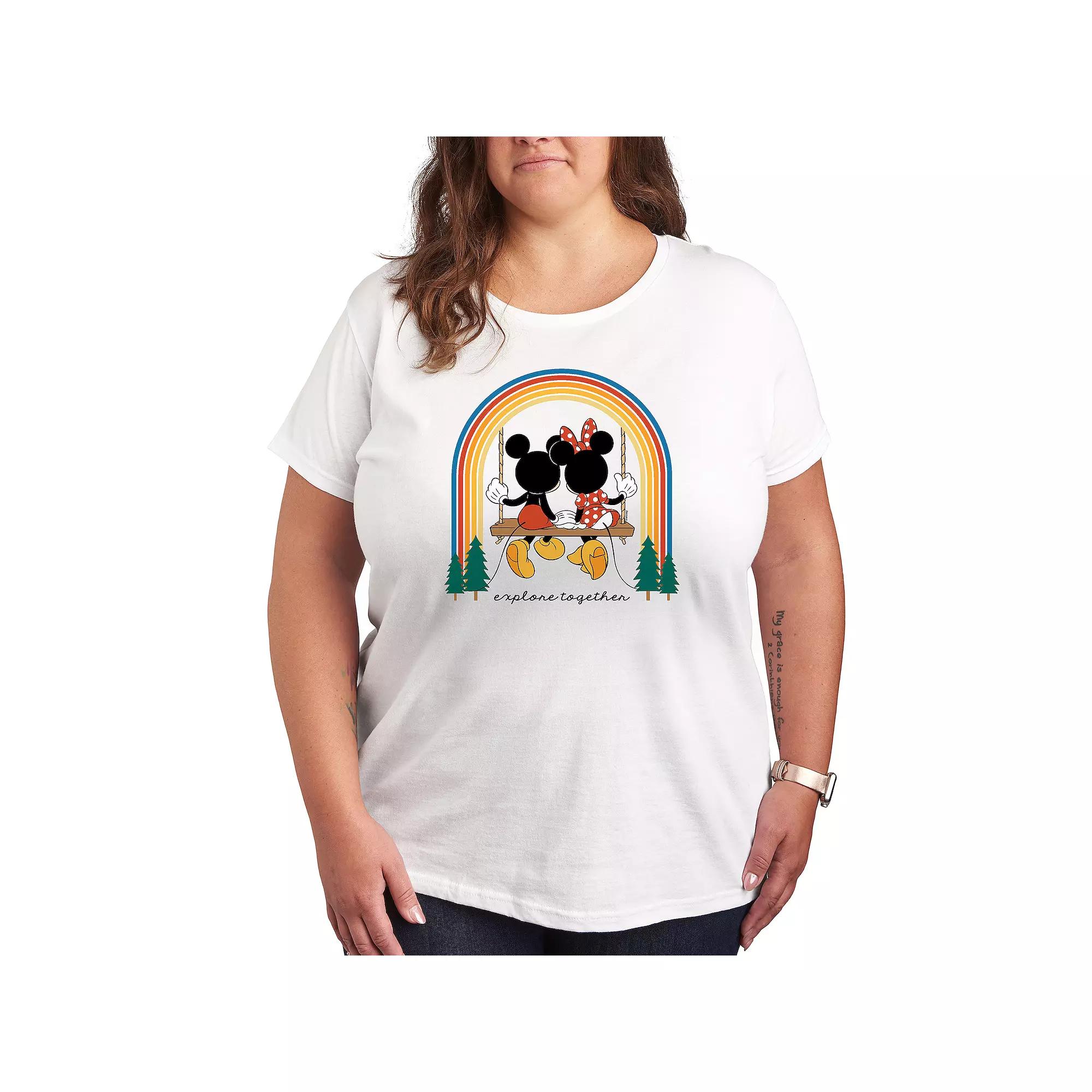 Disney's Mickey & Minnie Mouse Plus Explore Together Rainbow Graphic Tee, Women's,  Product Image
