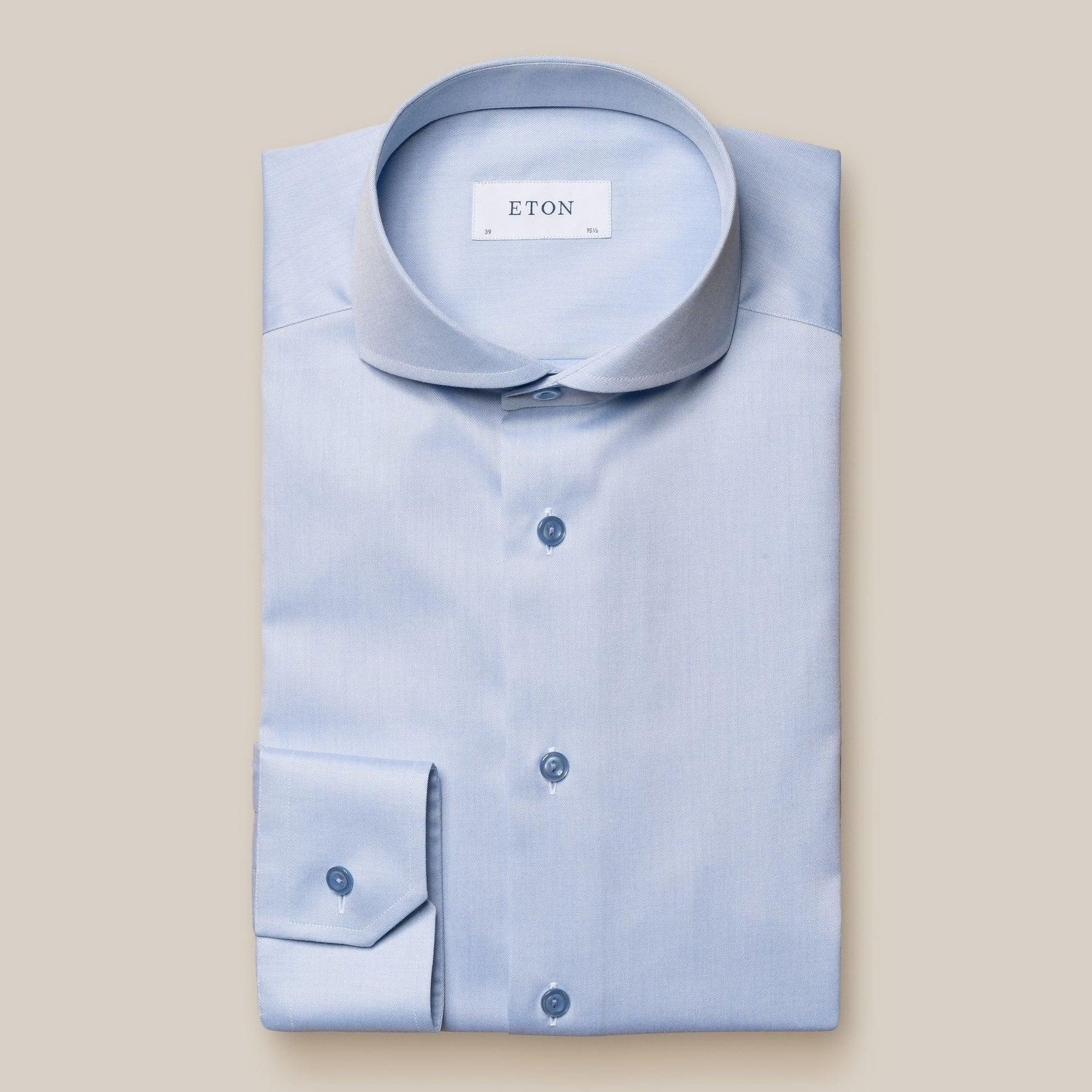 Eton Light Blue Micro Print Effect Signature Twill Slim-fit Shirt Product Image