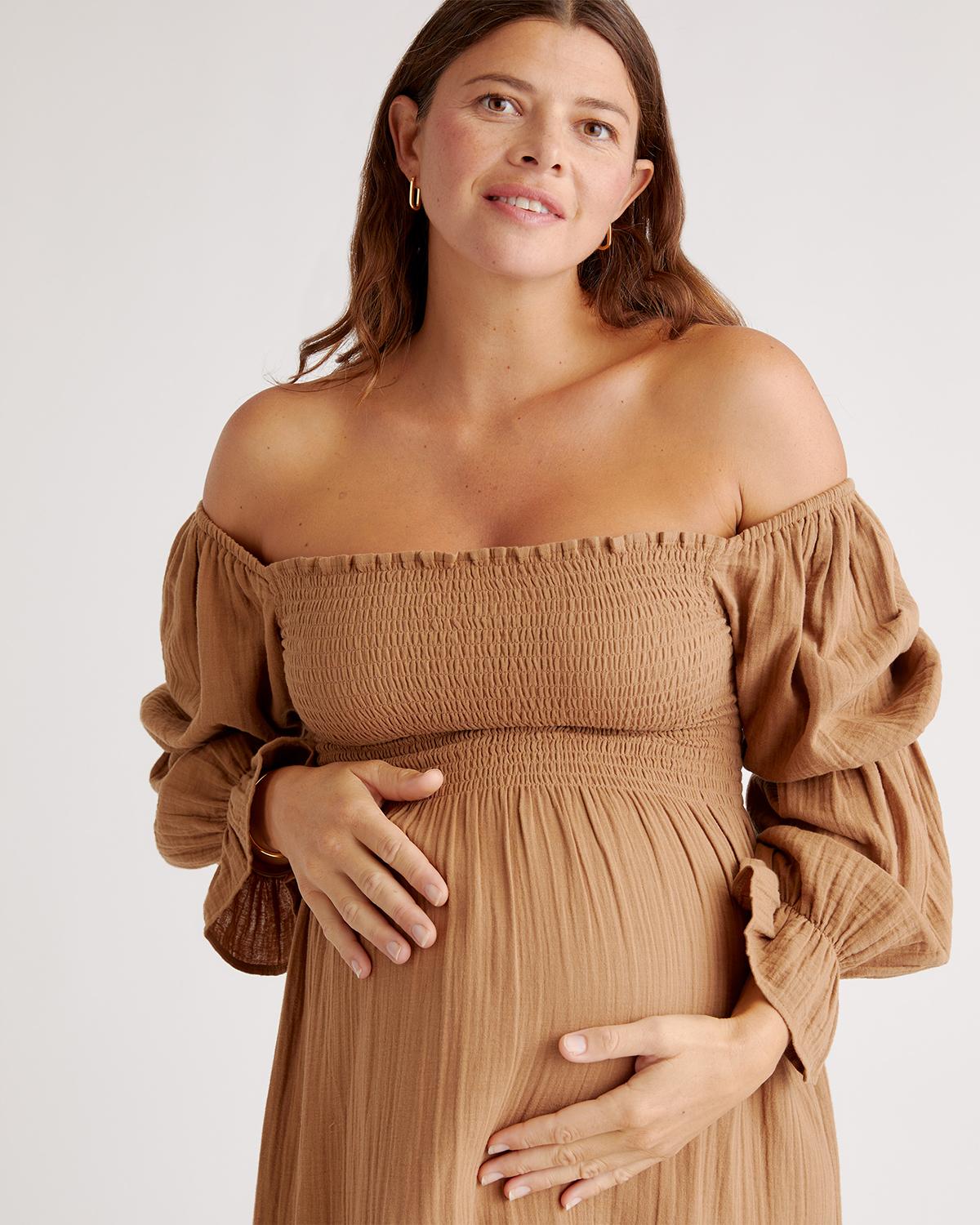 Quince | Women's Gauze Maternity Smocked Midi Dress Size XL, Organic Cotton Product Image