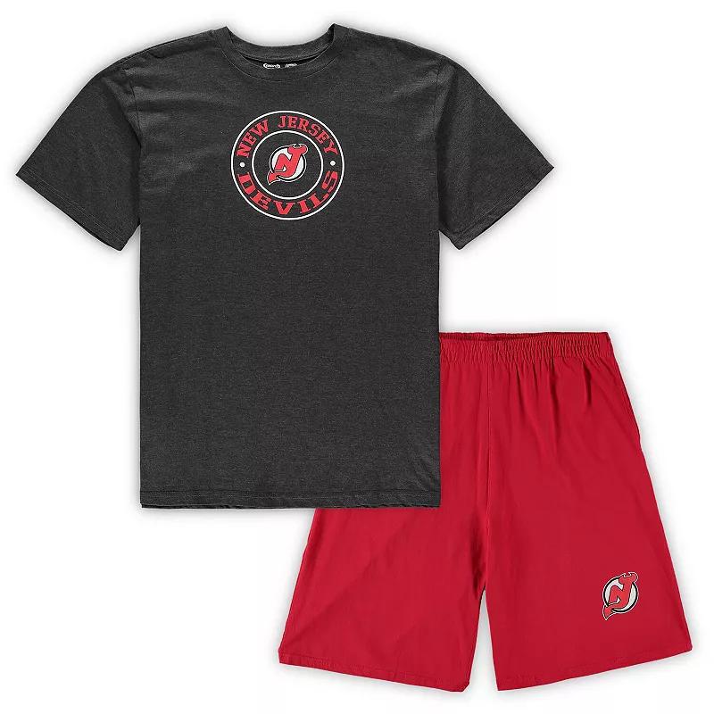 Men's Concepts Sport Red/Heathered Charcoal New Jersey Devils Big & Tall T-Shirt & Shorts Sleep Set, Size: XLT, Nhl Red Product Image