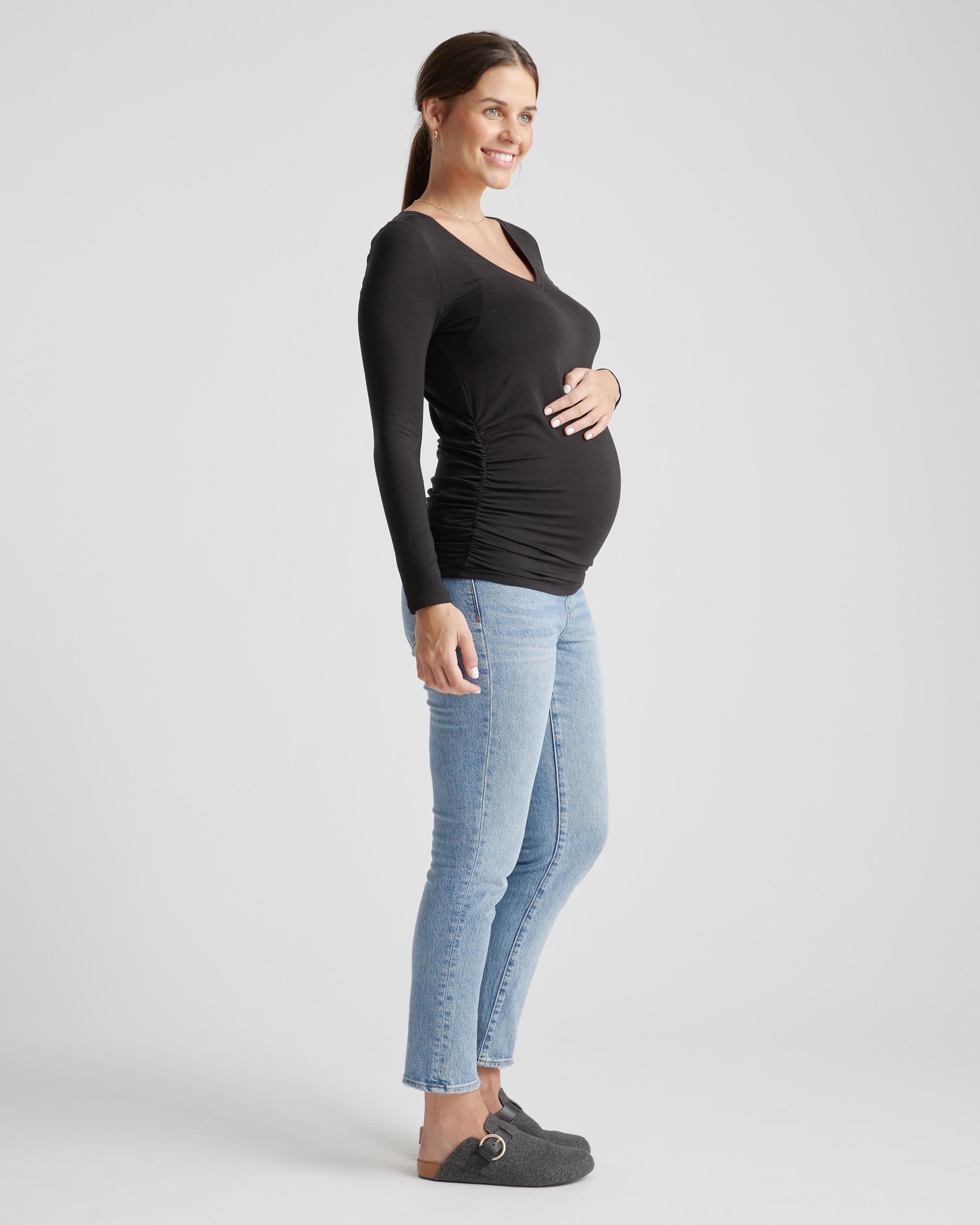 Quince | Women's Tencel Jersey Maternity Ruched Long Sleeve T-Shirt 2-Pack Lenzing Modal Product Image