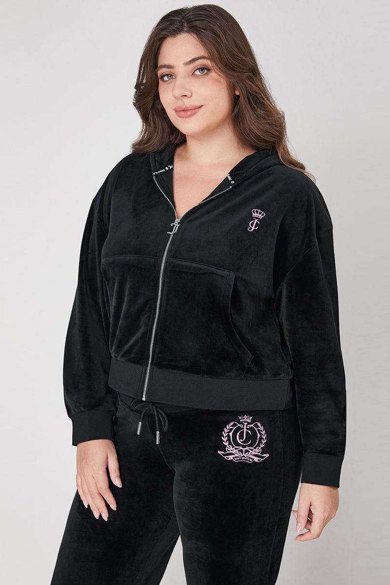 Plus-Size Relaxed Velour Zip Hoodie Product Image