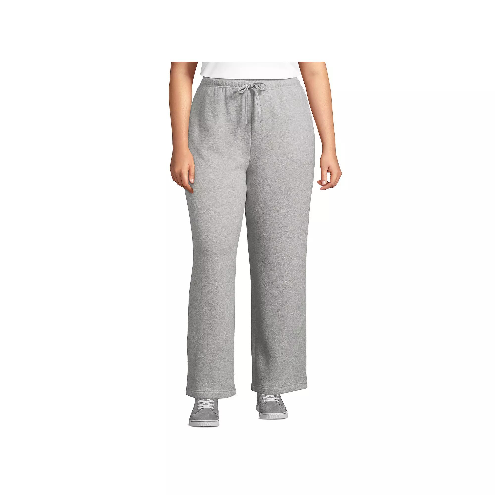 Plus Size Lands' End Fleece High-Rise Relaxed Straight Leg Pants, Women's, Size: 2XL, Gray Grey Product Image