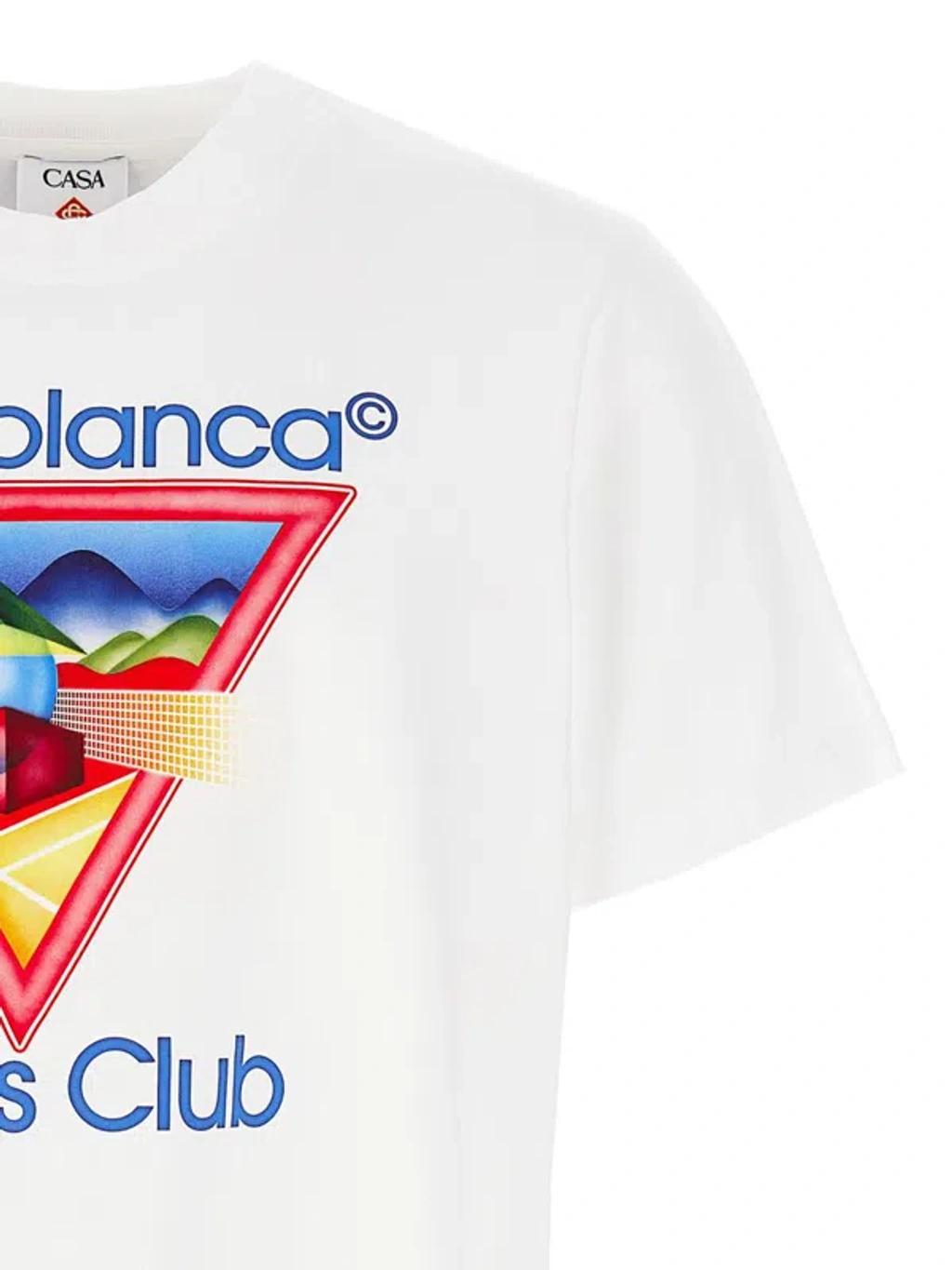 CASABLANCA Cotton Crew Neck T-shirt With Graphic Print In White Product Image