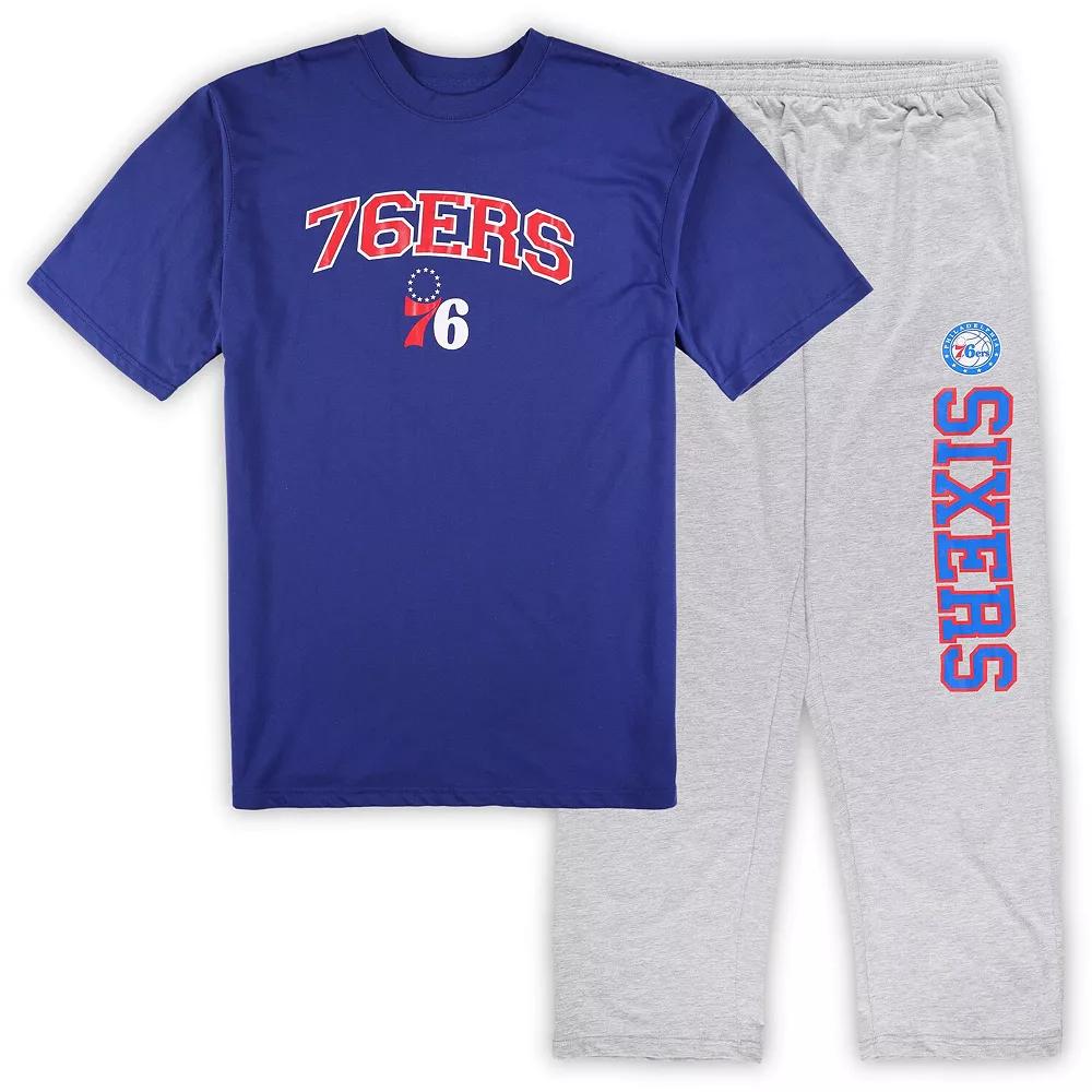 Men's Concepts Sport Royal/Heather Gray Philadelphia 76ers Big & Tall T-Shirt and Pajama Pants Sleep Set,  Product Image