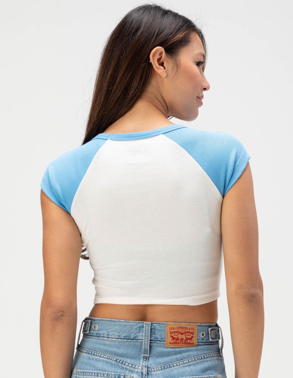 ROXY Paraiso Womens Raglan Baby Tee - BLUE/WHITE Product Image