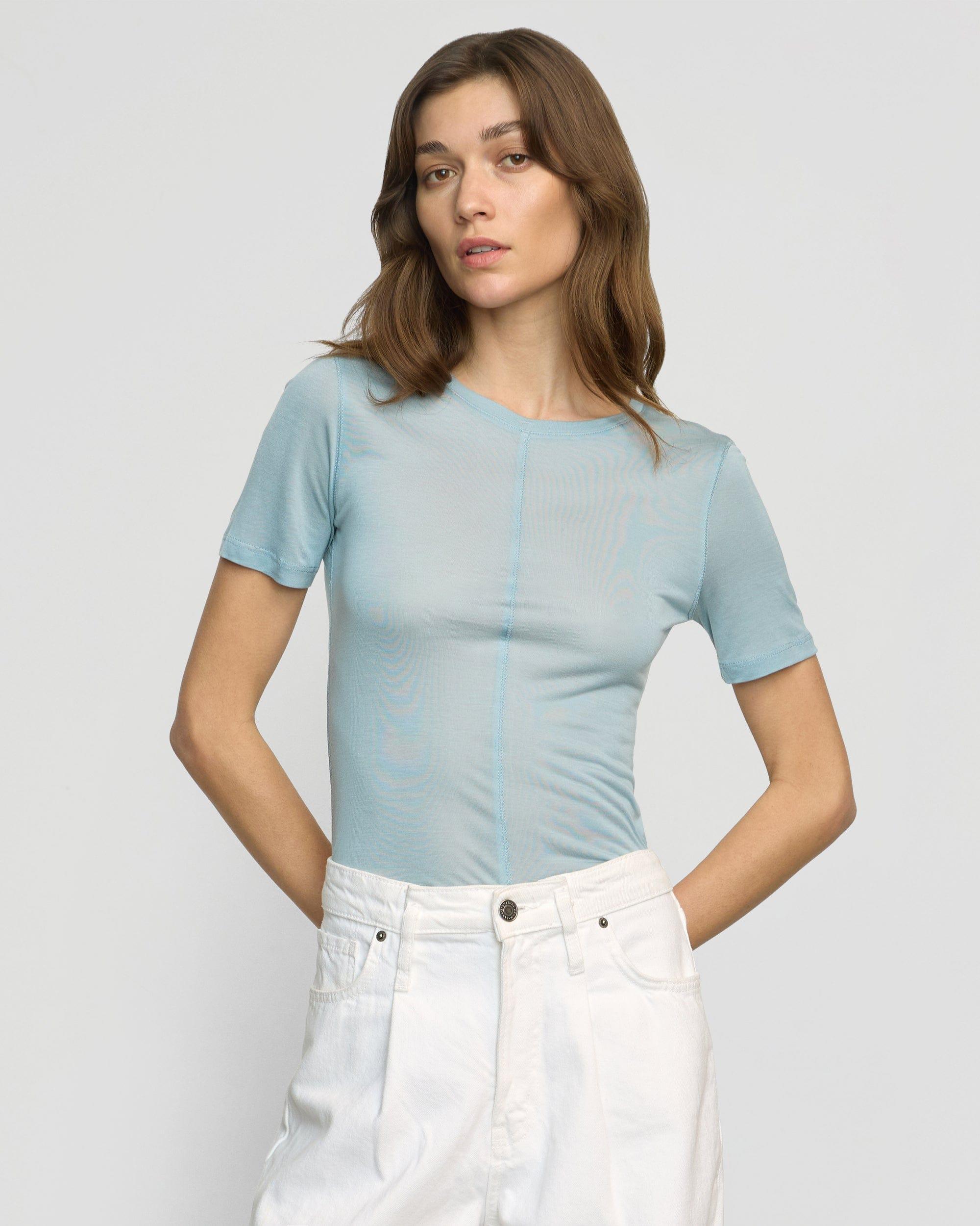 Thea Semi-Sheer Tencel Crew-Neck Tee Product Image