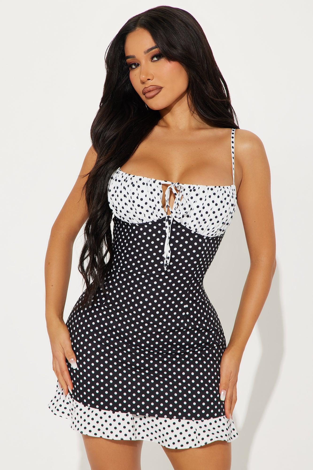 Nelly Polka Dot Mini Dress - Black/combo Product Image