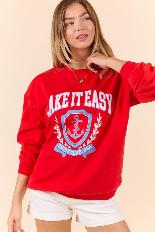 Lake It Easy Red Graphic Sweatshirt Product Image