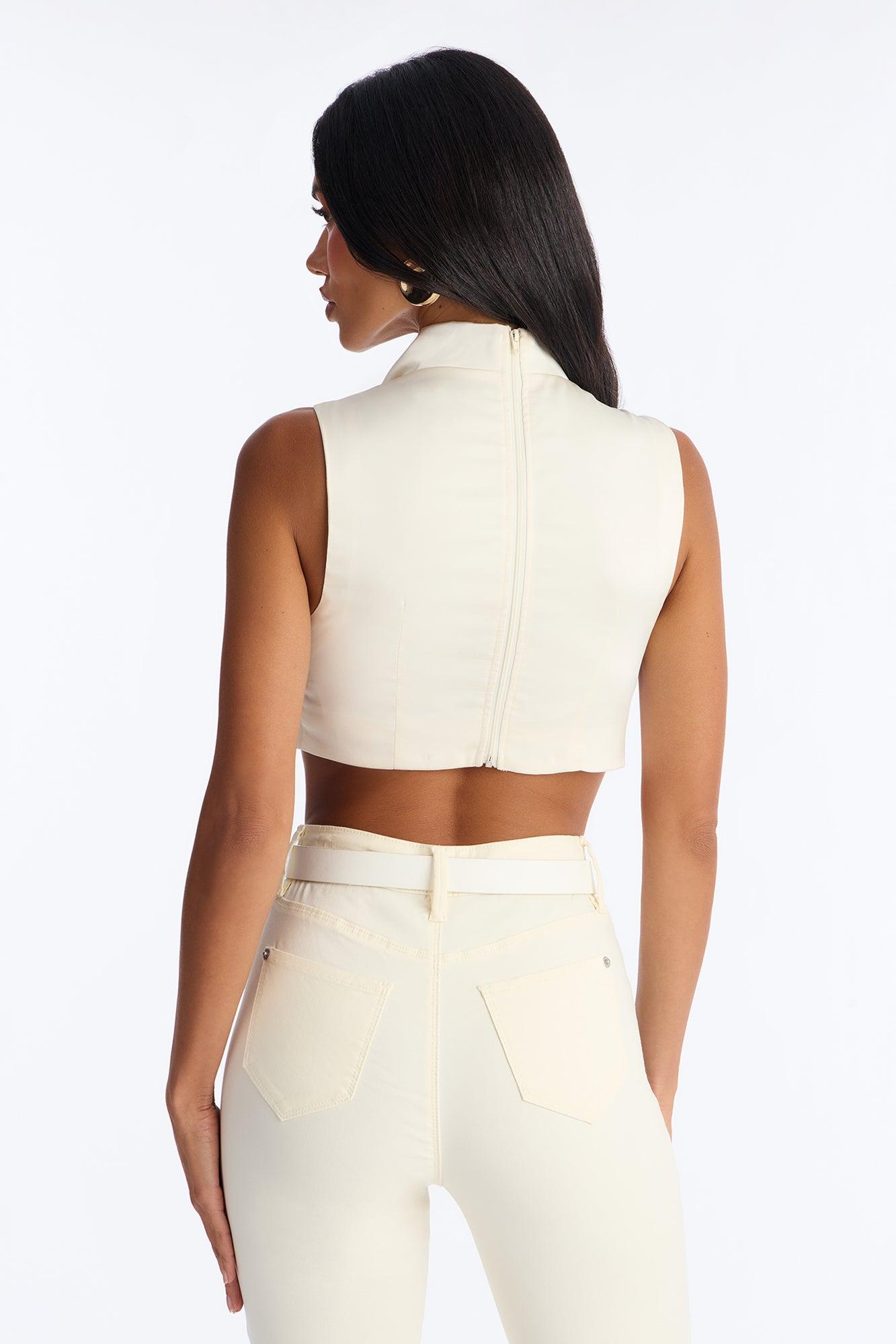 Belong To The Night High Cowl Neck Satin Top - Cream Female Product Image
