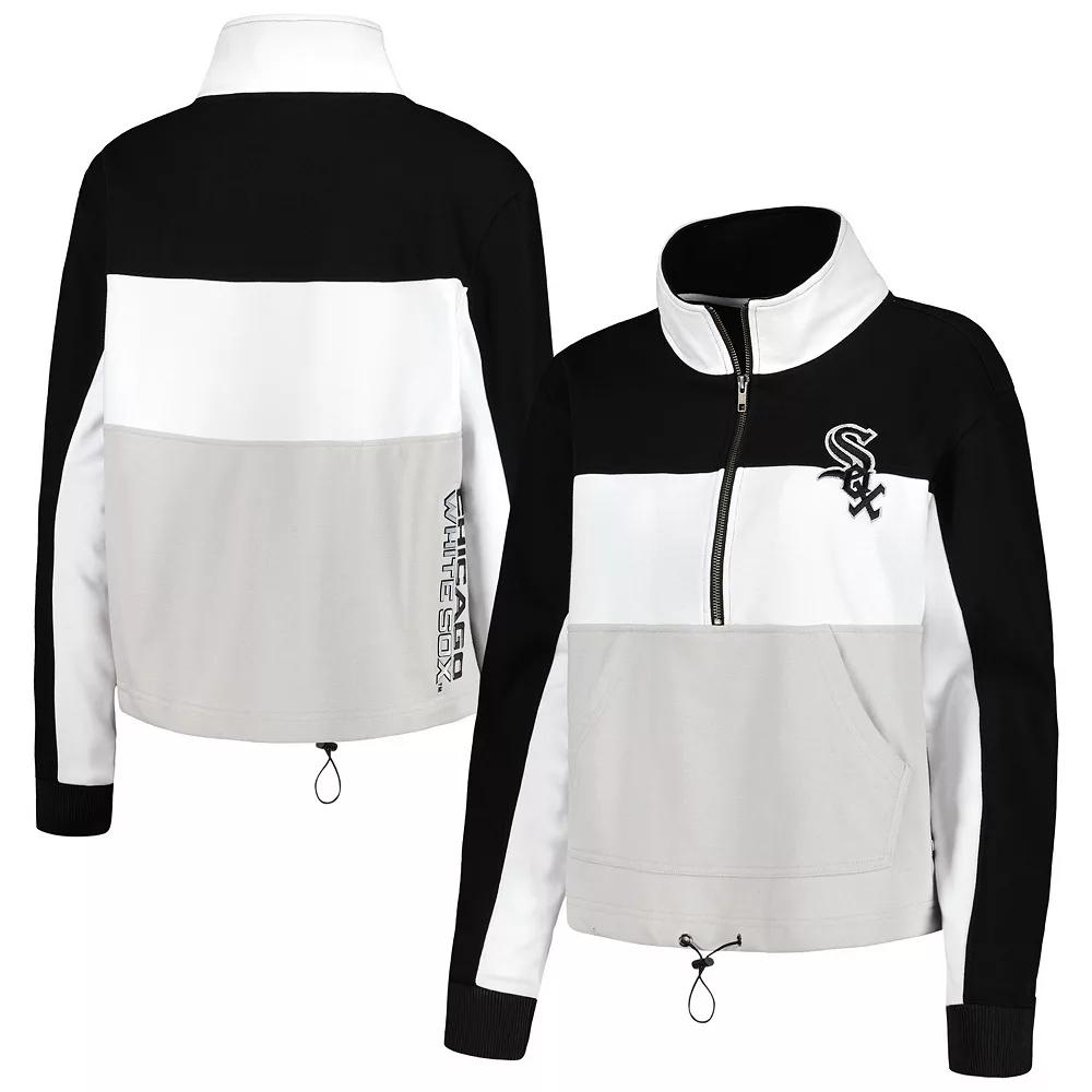 Women's The Wild Collective Black/White Chicago White Sox Women's Colorblock 1/4 Zip Jacket, Size: 2XL Product Image