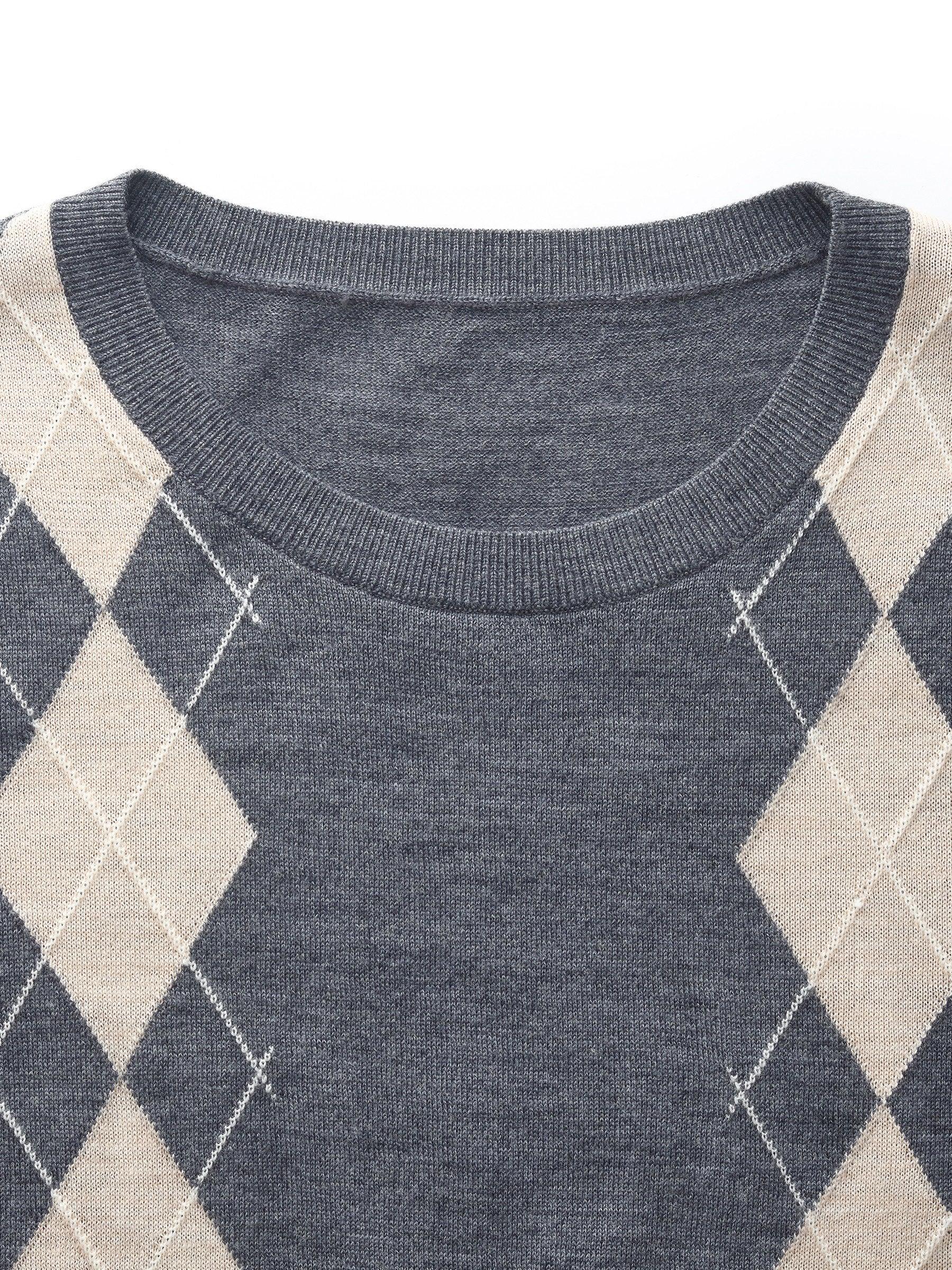 100% Machine Washable Wool Argyle Women Knit Top Product Image