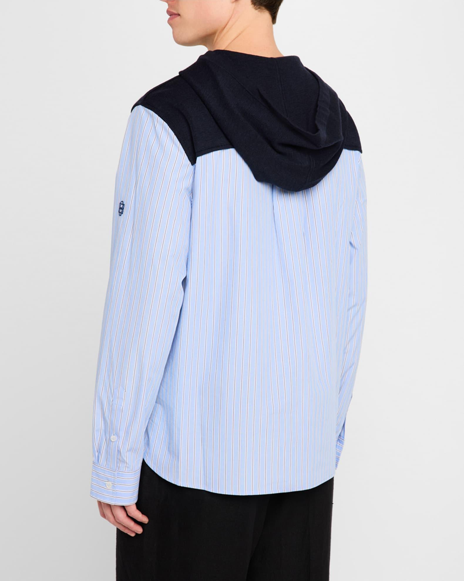 Men's Adonis Stripe Poplin and Knit Mix Combo Hoodie Product Image