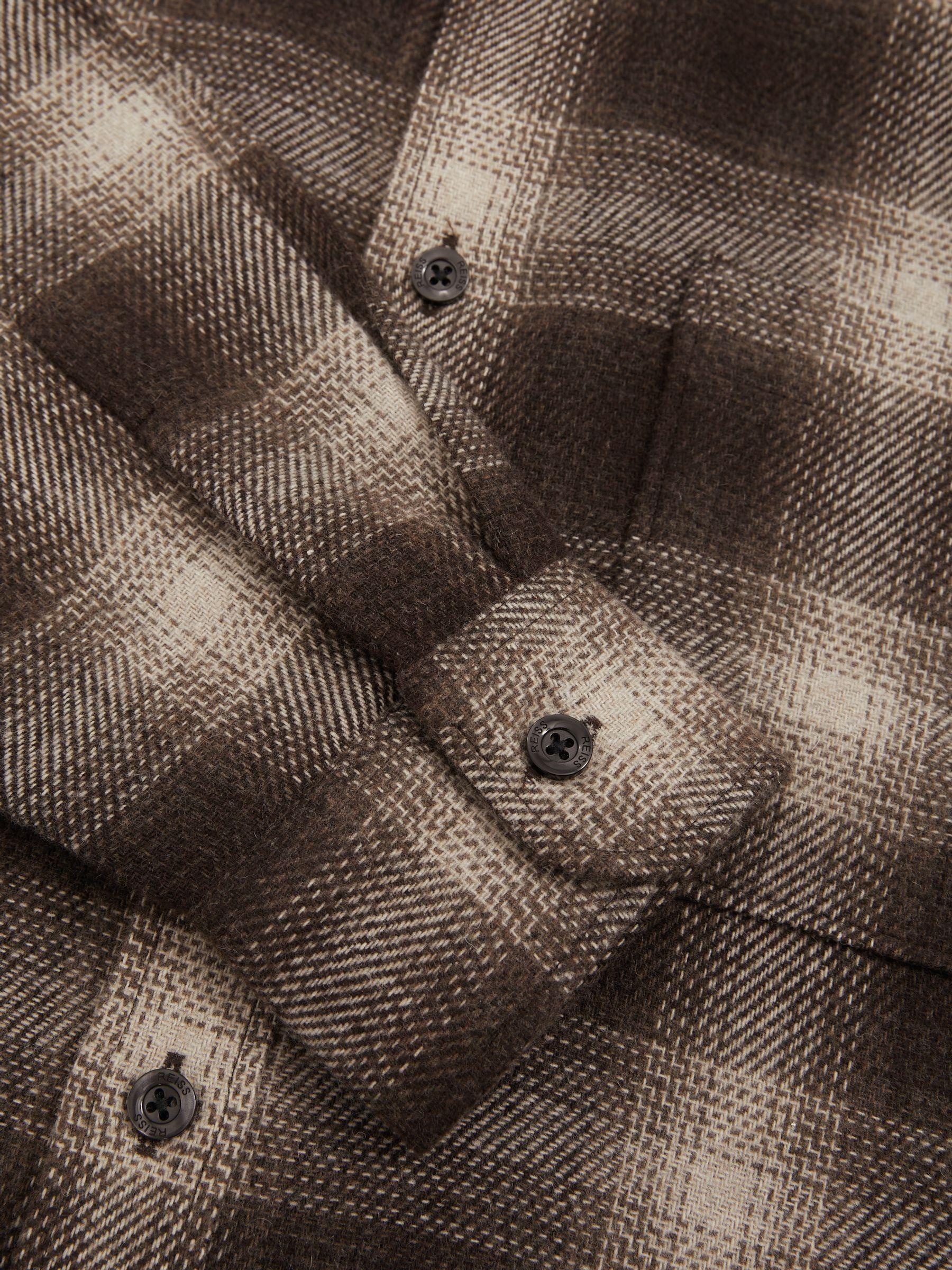 Check Patch-Pocket Overshirt With Wool in Brown Multi Product Image