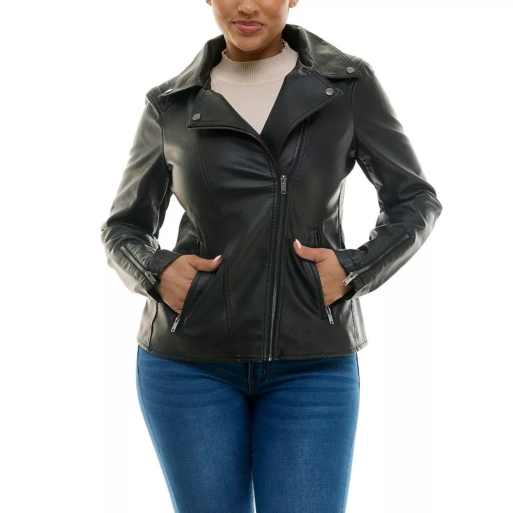Women's Nina Leonard Pleather Moto Jacket,  Product Image