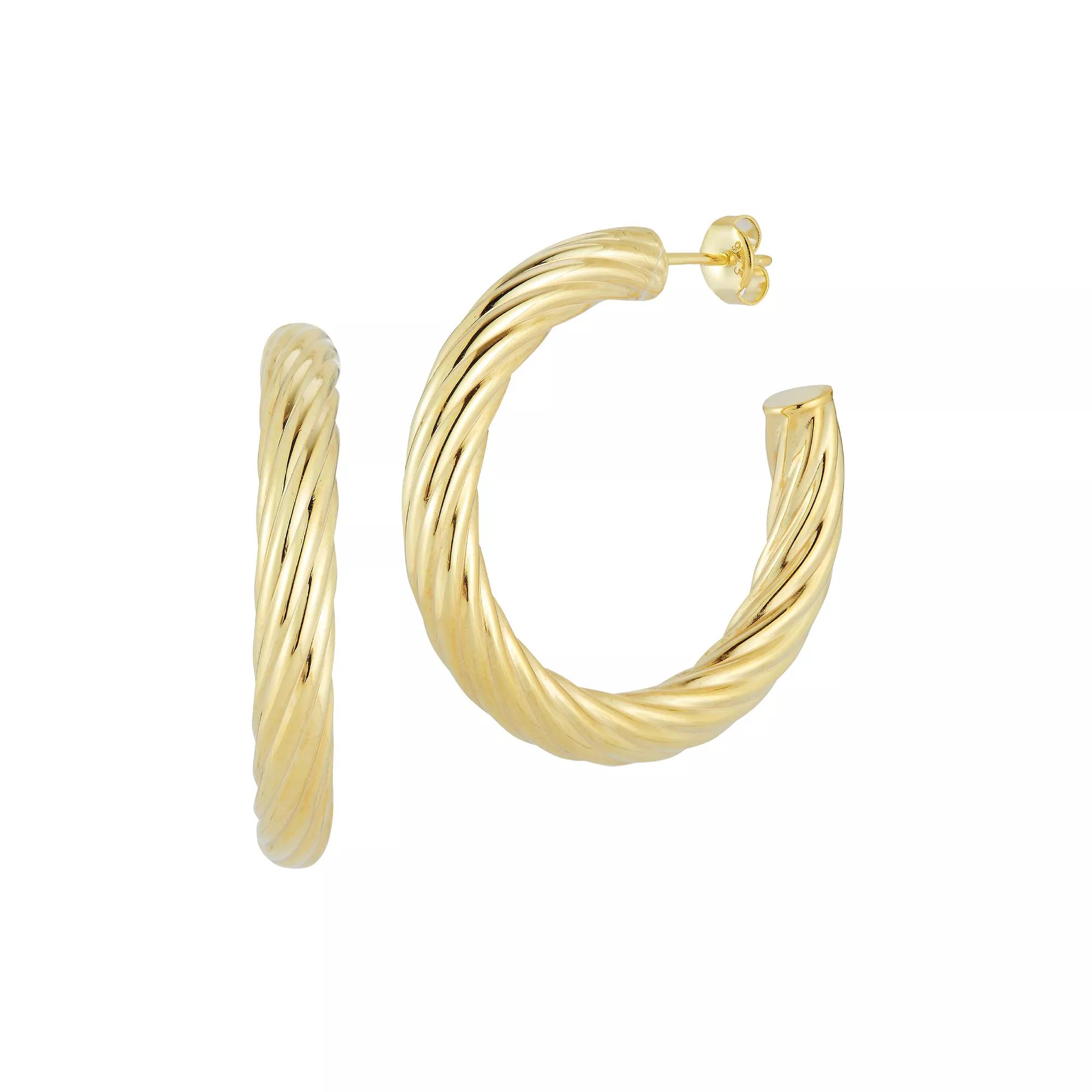 Sunkissed Sterling Sterling Silver Twist Hollow Tube Hoop Earrings, Women's, Gold Tone Product Image