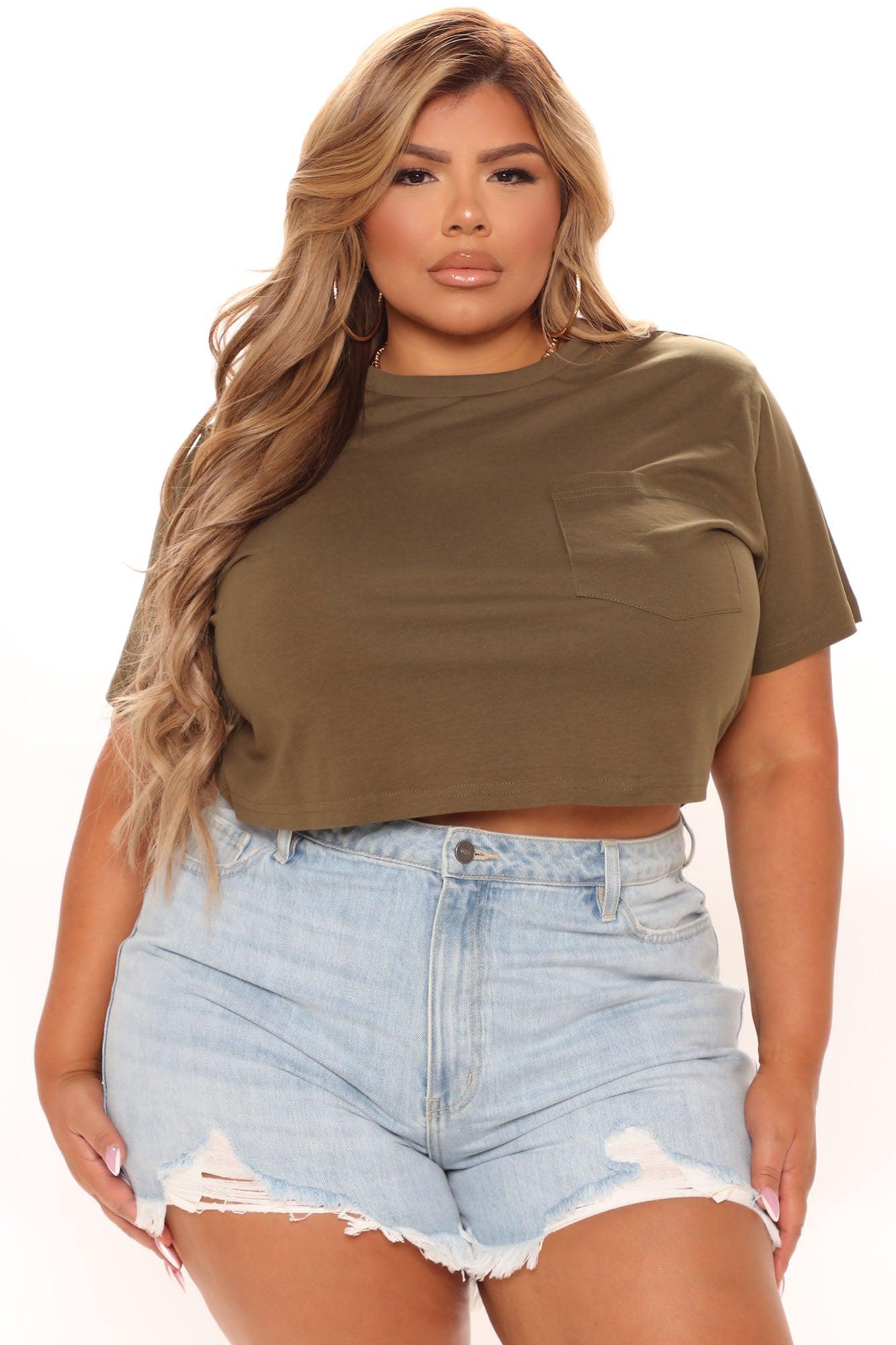 Elisa Relaxed Crop Tee - Olive Product Image