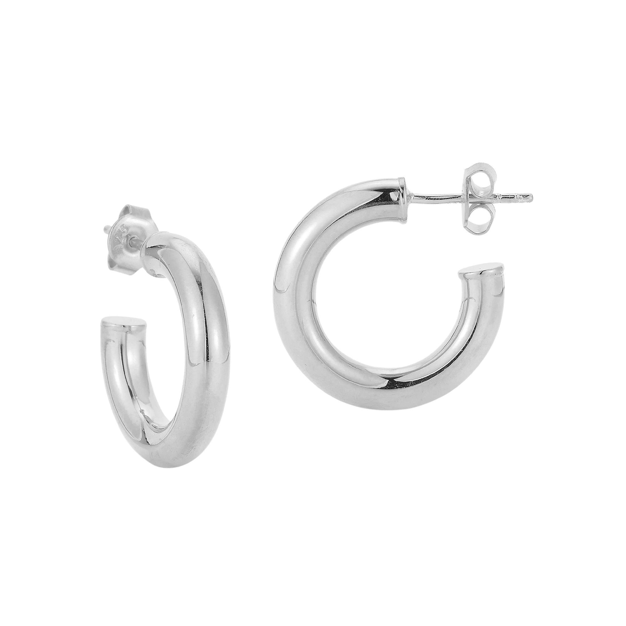 Sunkissed Sterling 0.8 in. Tube Hoop Earrings, Women's, Silver Tone Product Image