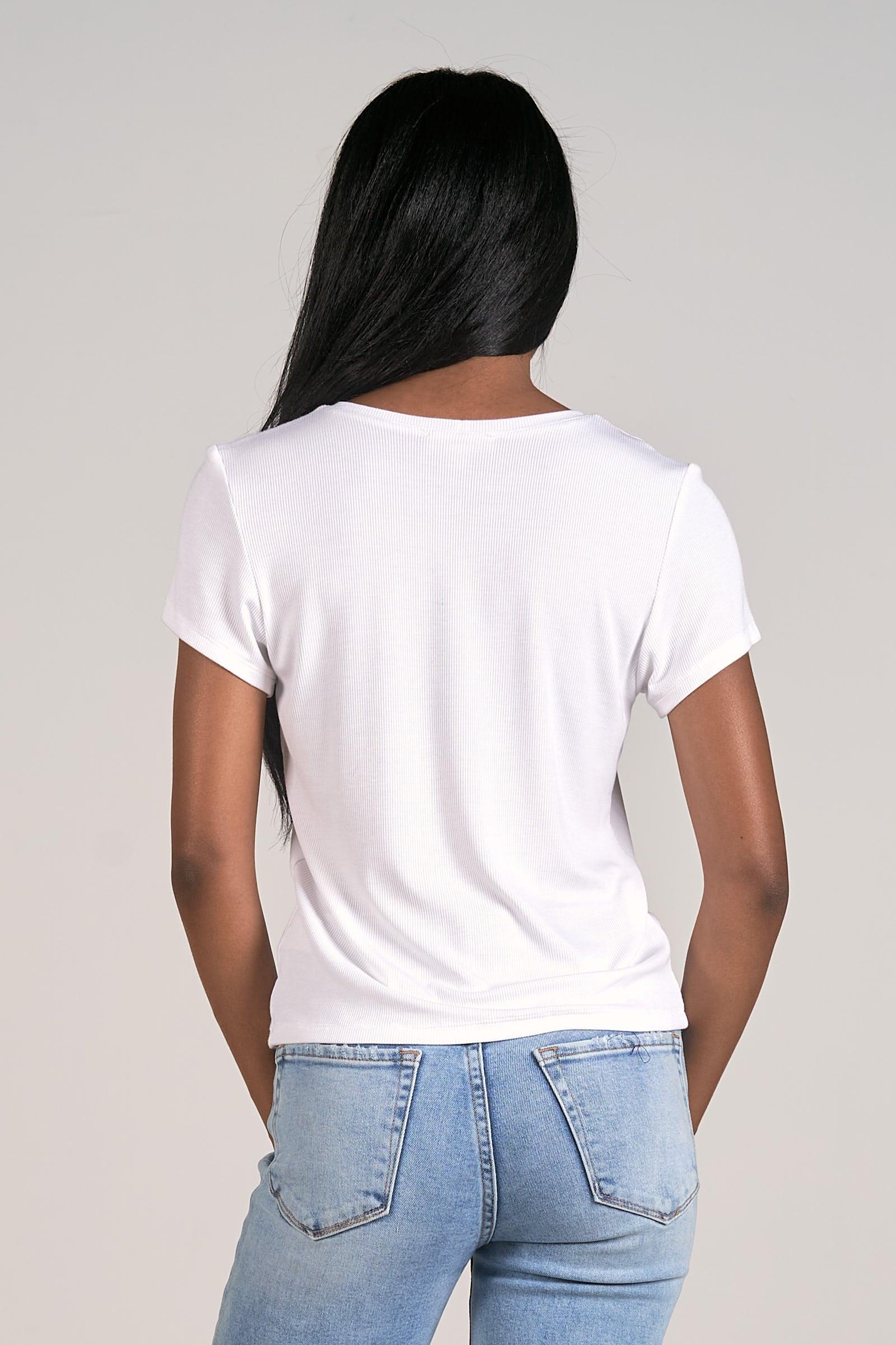Short Sleeve White crop Tee Product Image