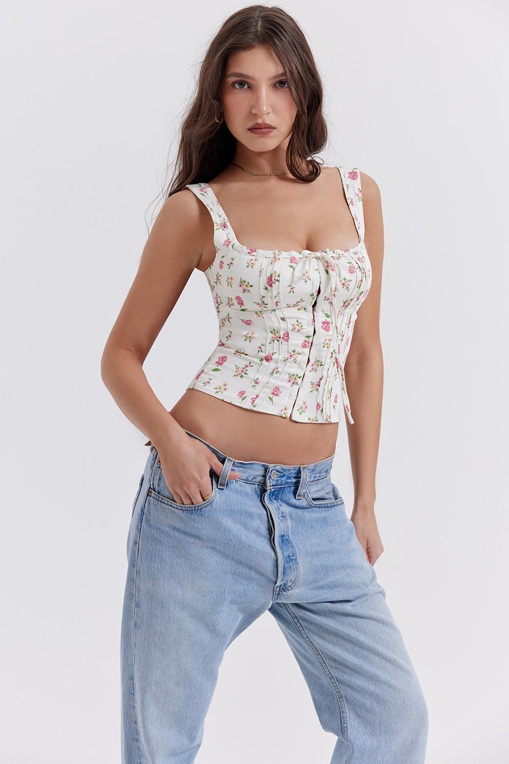 Chicca  rose print floral top Product Image