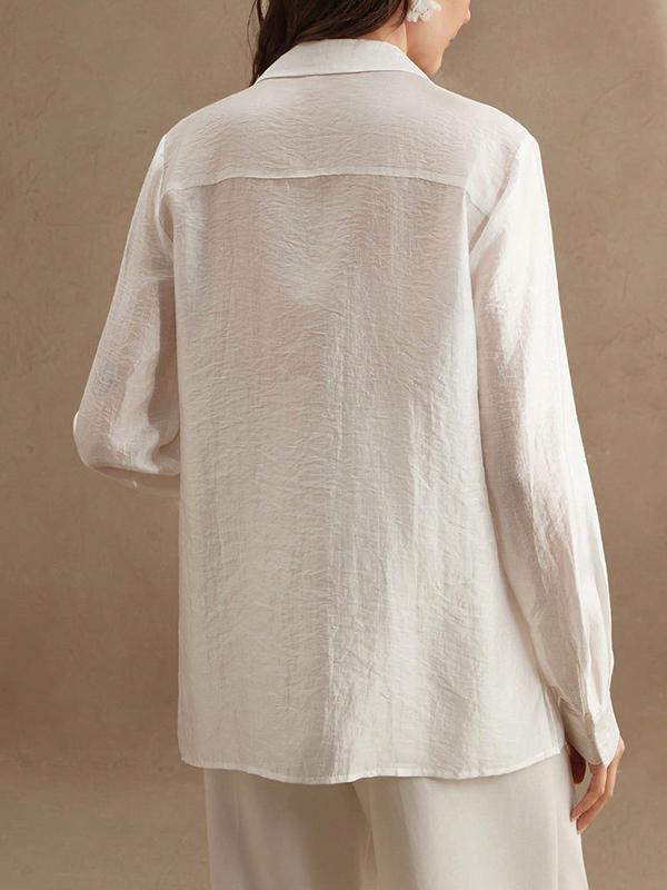 Long Sleeves Applique Split-Joint Lapel Blouses&Shirts Tops Product Image