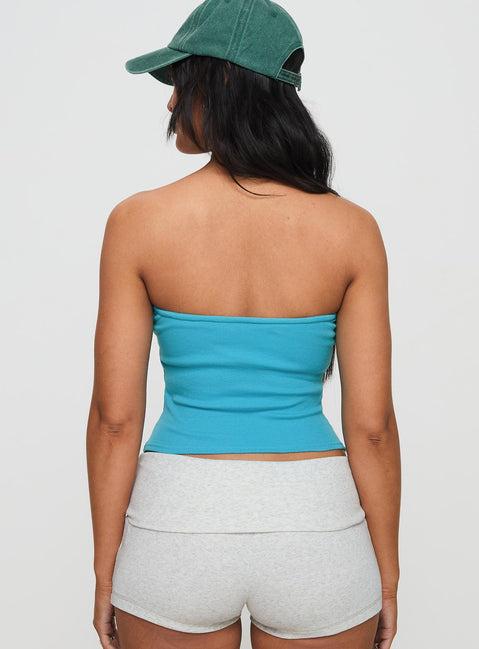 Baseline Strapless Rib Top Blue Product Image